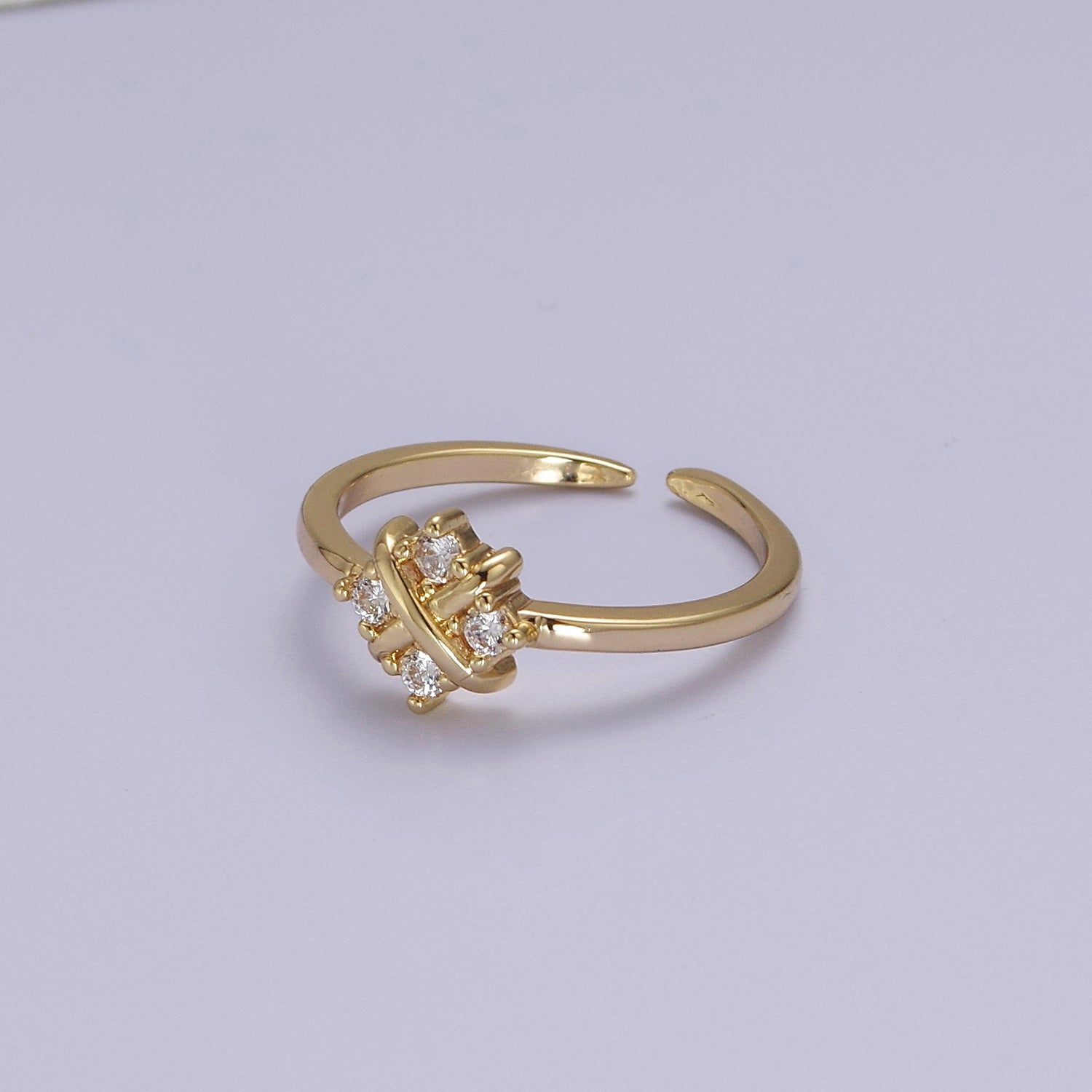 Dainty Gold Flower Ring Open Adjustable Ring S-529 - DLUXCA