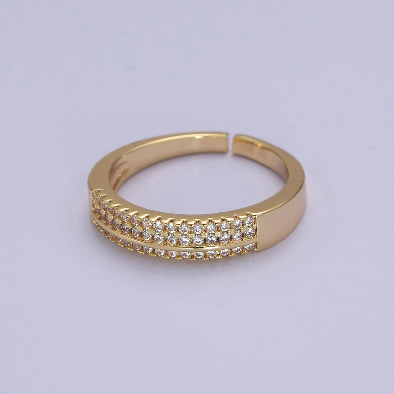 Gorgeous 14k Gold Filled Ring Clear Micro Pave Cubic Zirconia Setting Dainty Jewelry S-533 - DLUXCA