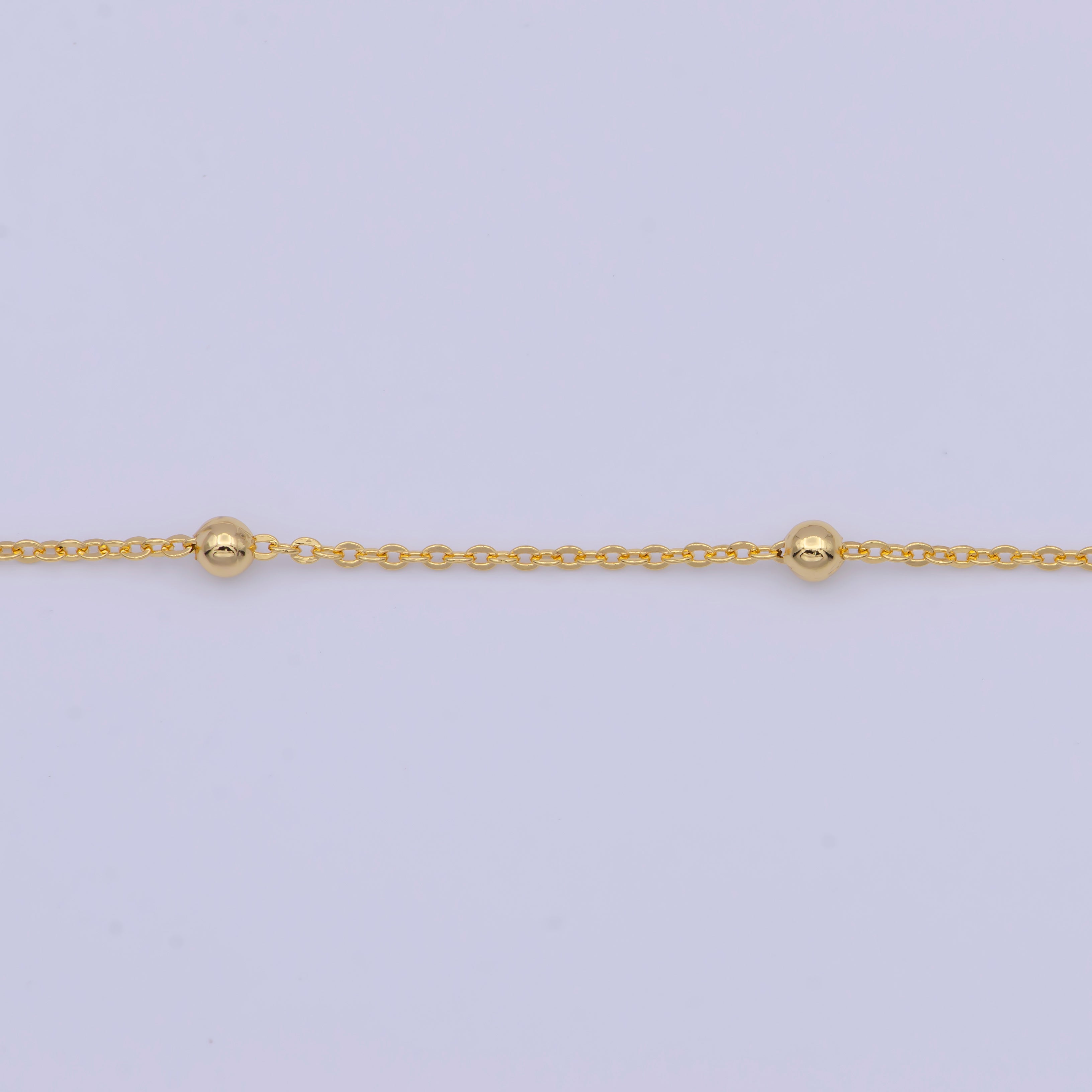 Beaded Chain Gold Satellite Necklace, Dainty Beaded Necklace, Layering Beaded Chain, Delicate Necklace Ready to Wear with W Clasp WA-1131 - DLUXCA