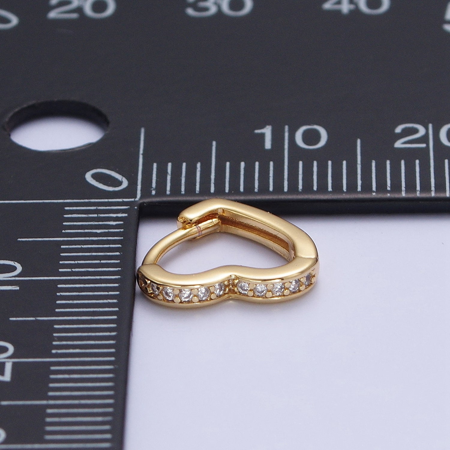 24K Gold Filled Micro Pave Heart Love Huggie Hoop Earrings Jewelry Gift For Valentine | T027 T028 X840 - DLUXCA