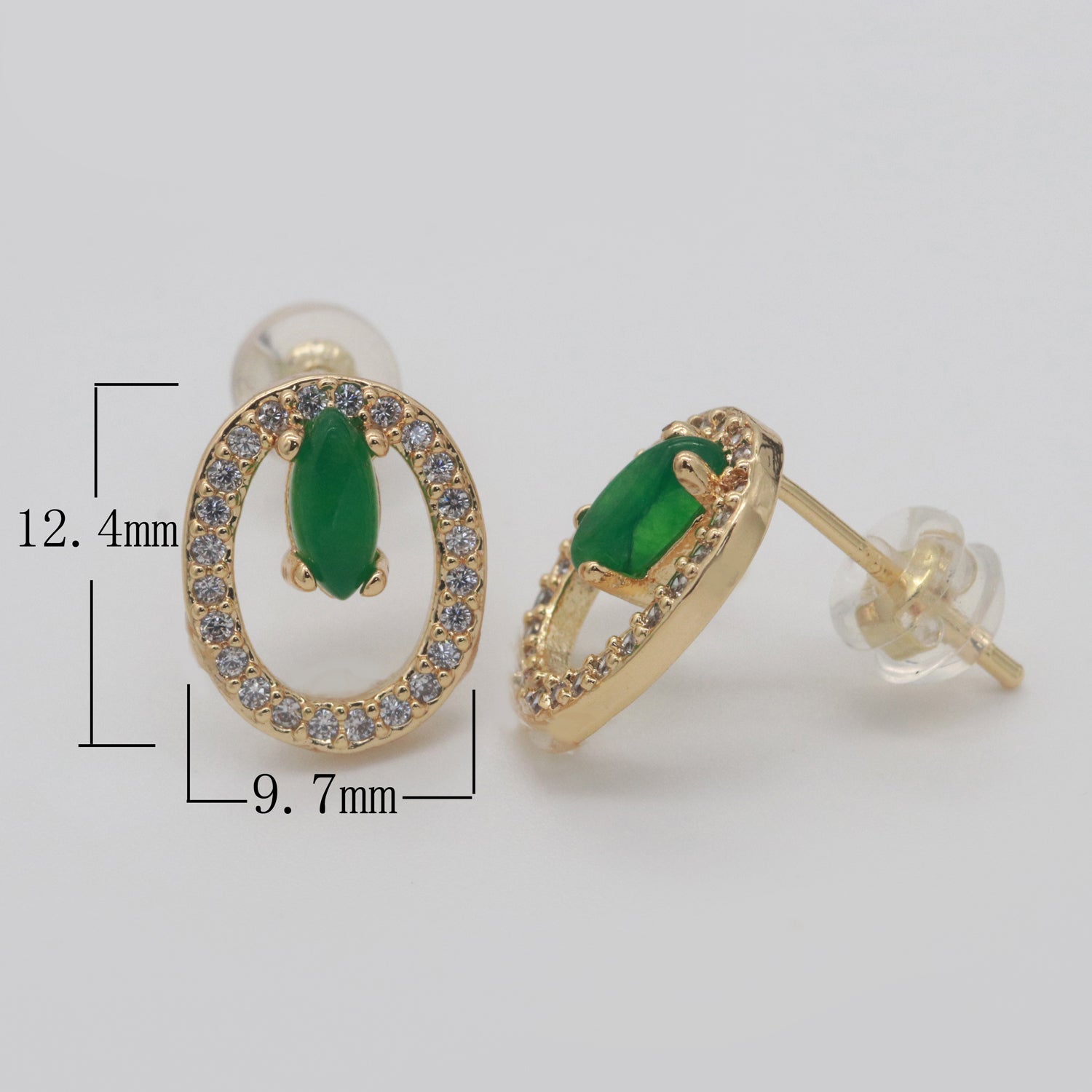 Gold Filled Studs / Dainty Green Earrings / Green Gem Earrings / Emerald Earrings / Green Stone Earrings / CZ Stud Earring /Dainty Studs - DLUXCA