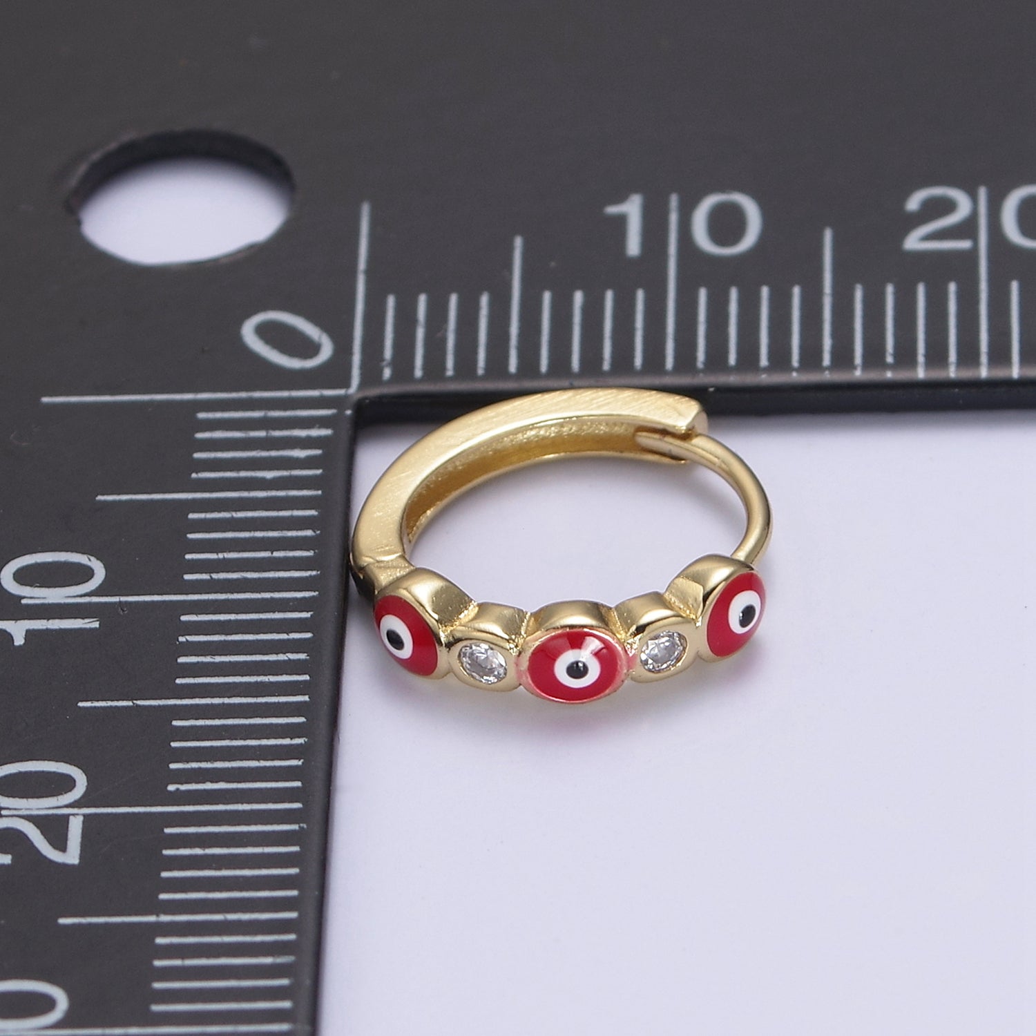 Dainty Evil Eye Hoop Earring 14mm Huggie Earring Protection Amulet Jewelry t-309 - DLUXCA