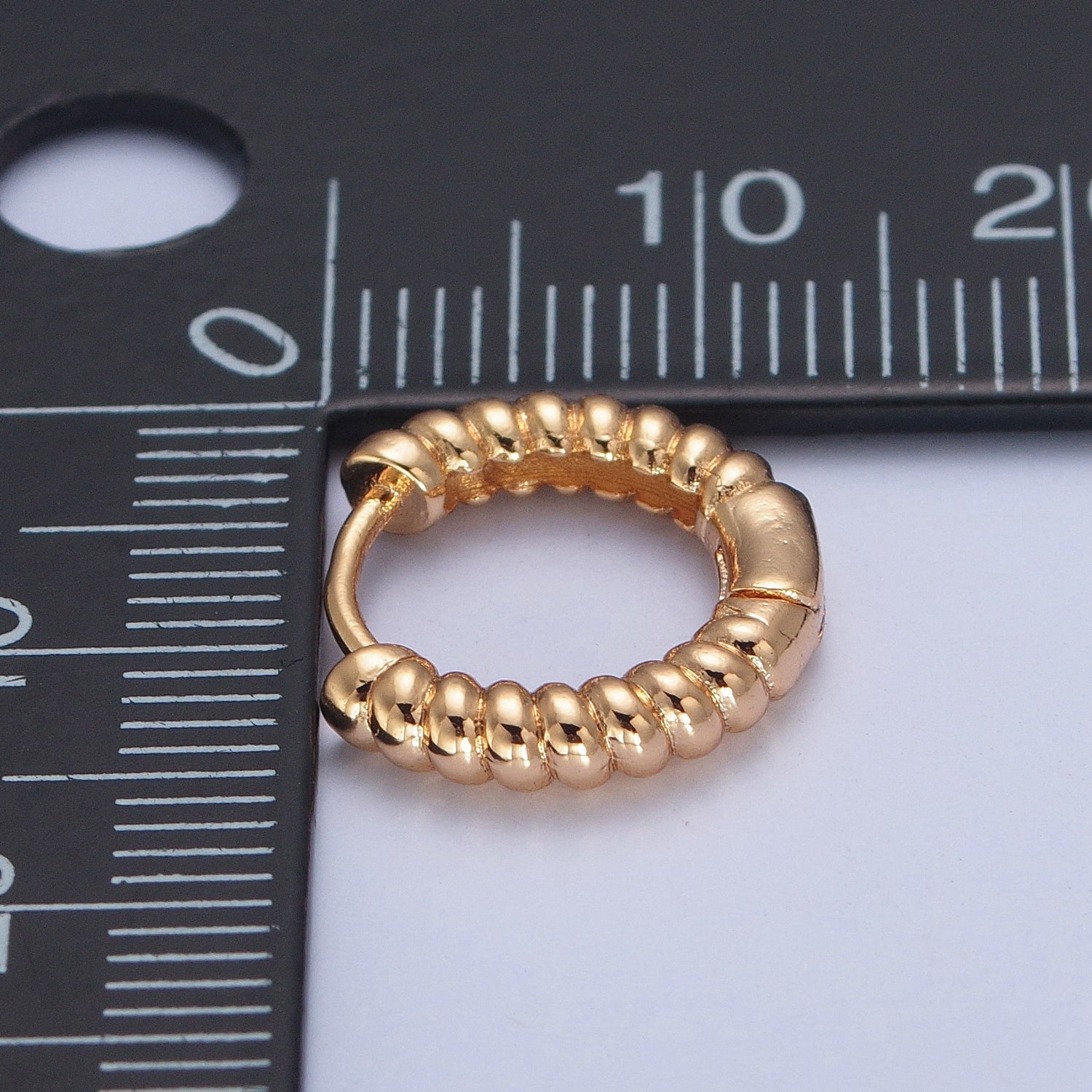 Mini Gold Croissant Twist Hoops Earrings W692 - DLUXCA