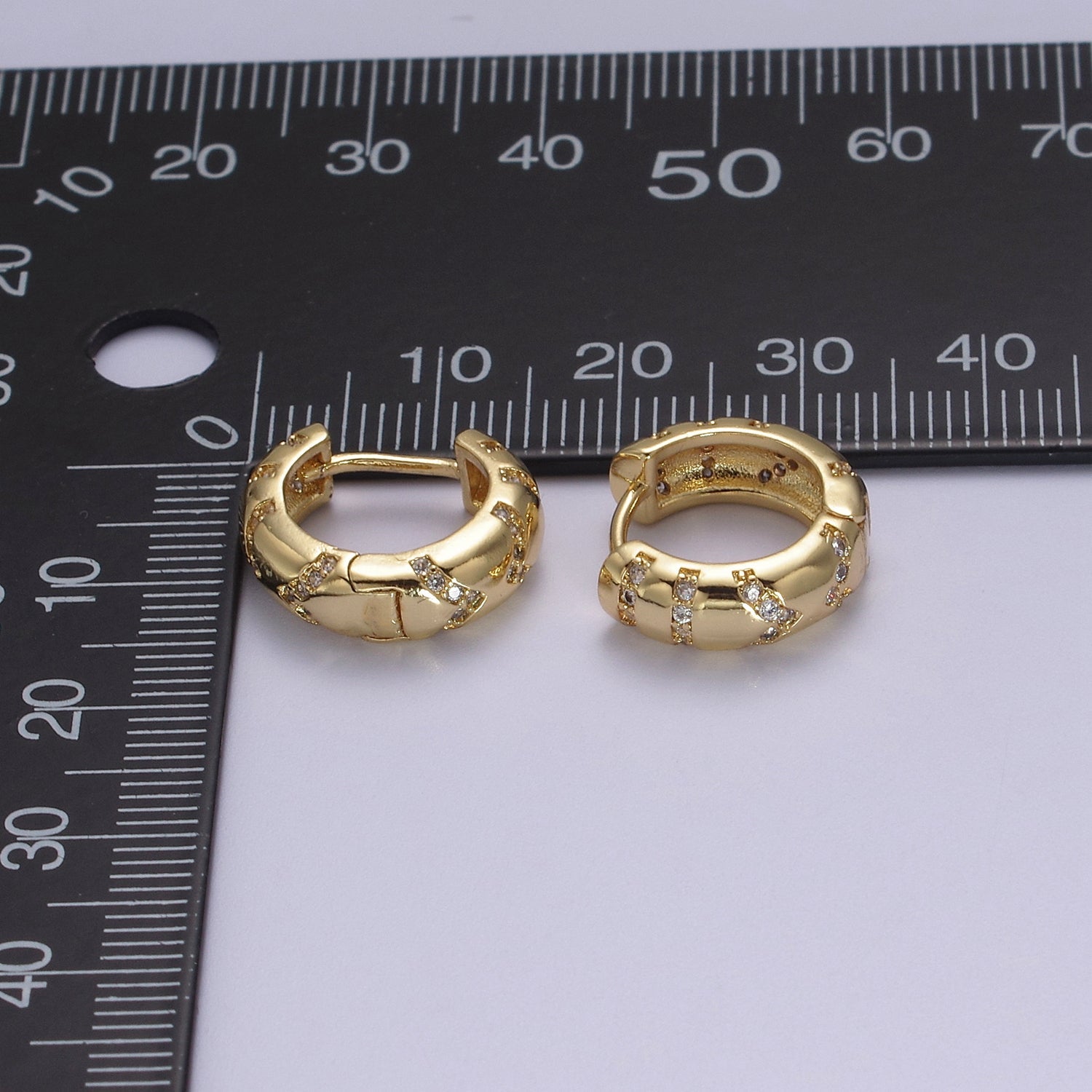 Hinged Gold Huggie Hoop Earrings 16mm Small Huggie Hoops, Dome Hoops, Gold Earrings for Women T-361 - DLUXCA