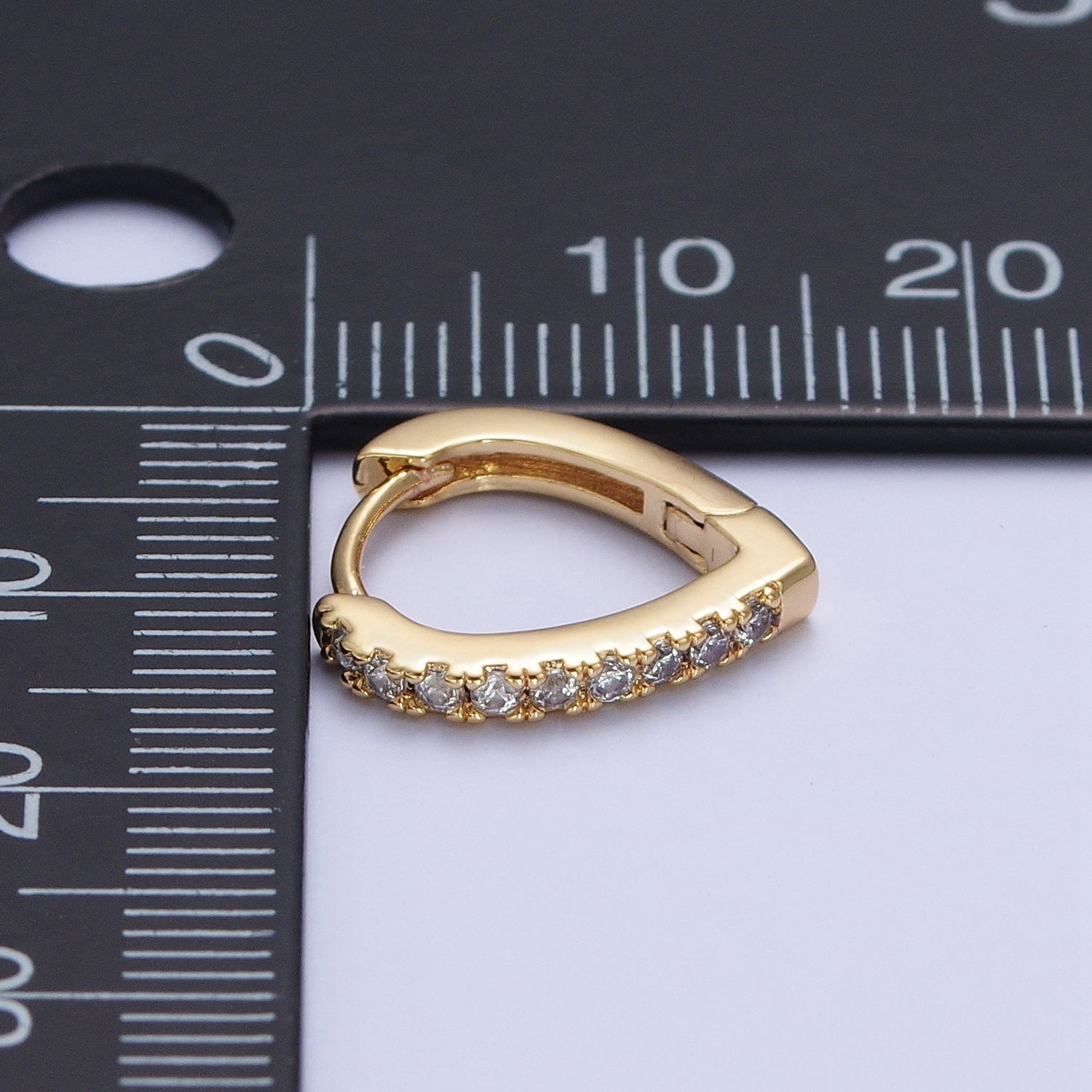 24K Gold Filled Micro Pave Cubic Zirconia Teardrop Triangle Huggie Hoop Earrings T041 T042 T103 - DLUXCA