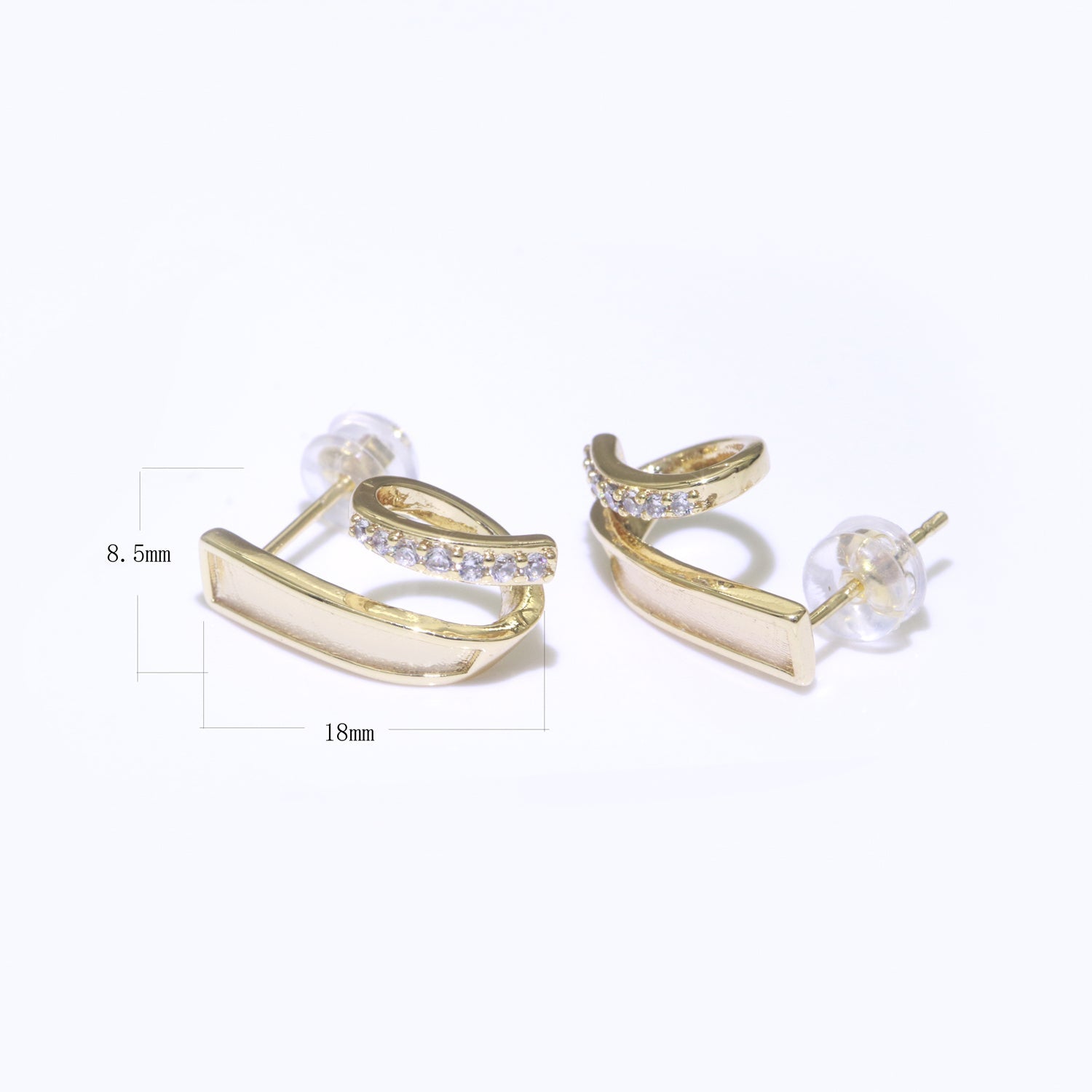 Micro Pave Clear Cz Stud Earring in Gold Filled Twist Stud Earring - DLUXCA