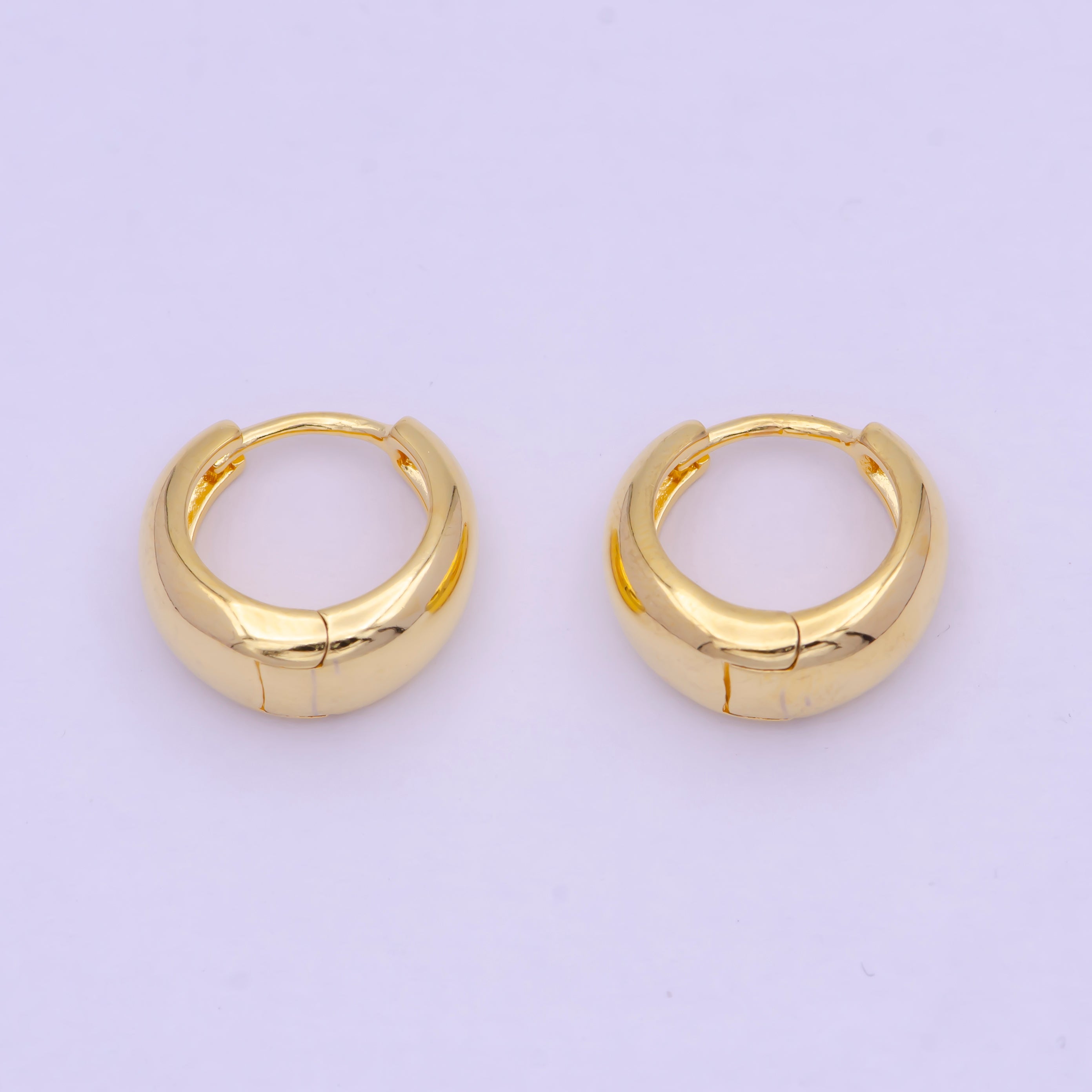 24K Gold Filled 15mm Dome Minimalist Huggie Hoop Earrings | Q010 - DLUXCA
