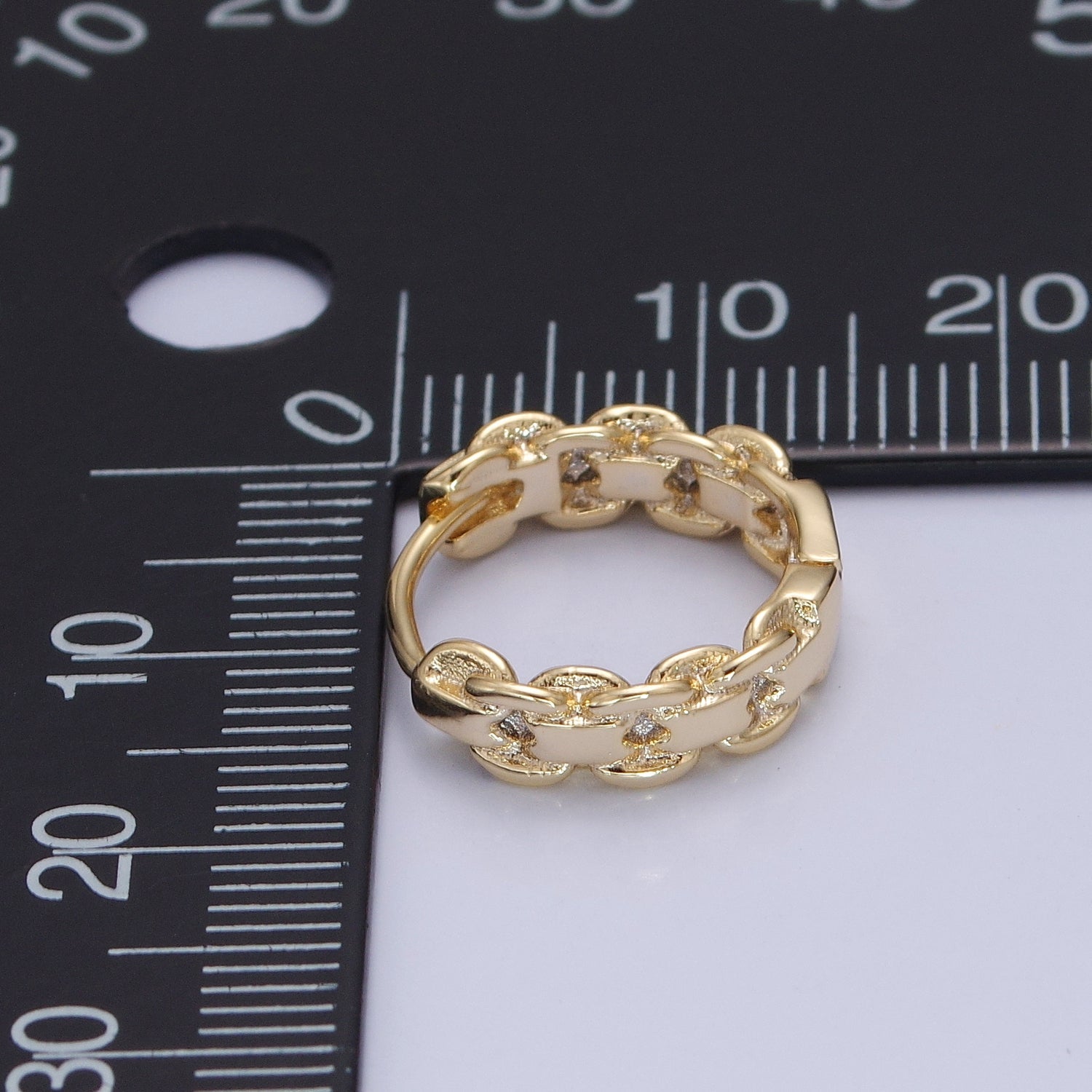 14K Gold Filled Braided Rolo Chain Link Huggie Hoop Earrings W660 - DLUXCA