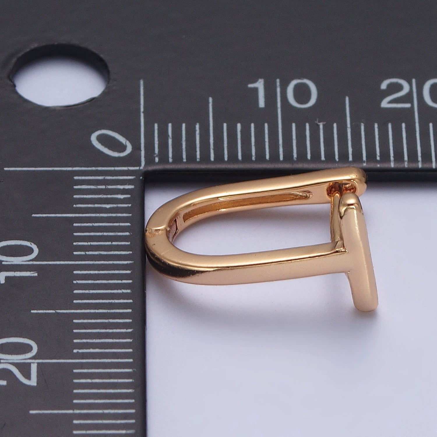 Minimalist 24K Gold Filled T Bar U Shaped Huggie Hoop Earrings W728 - DLUXCA