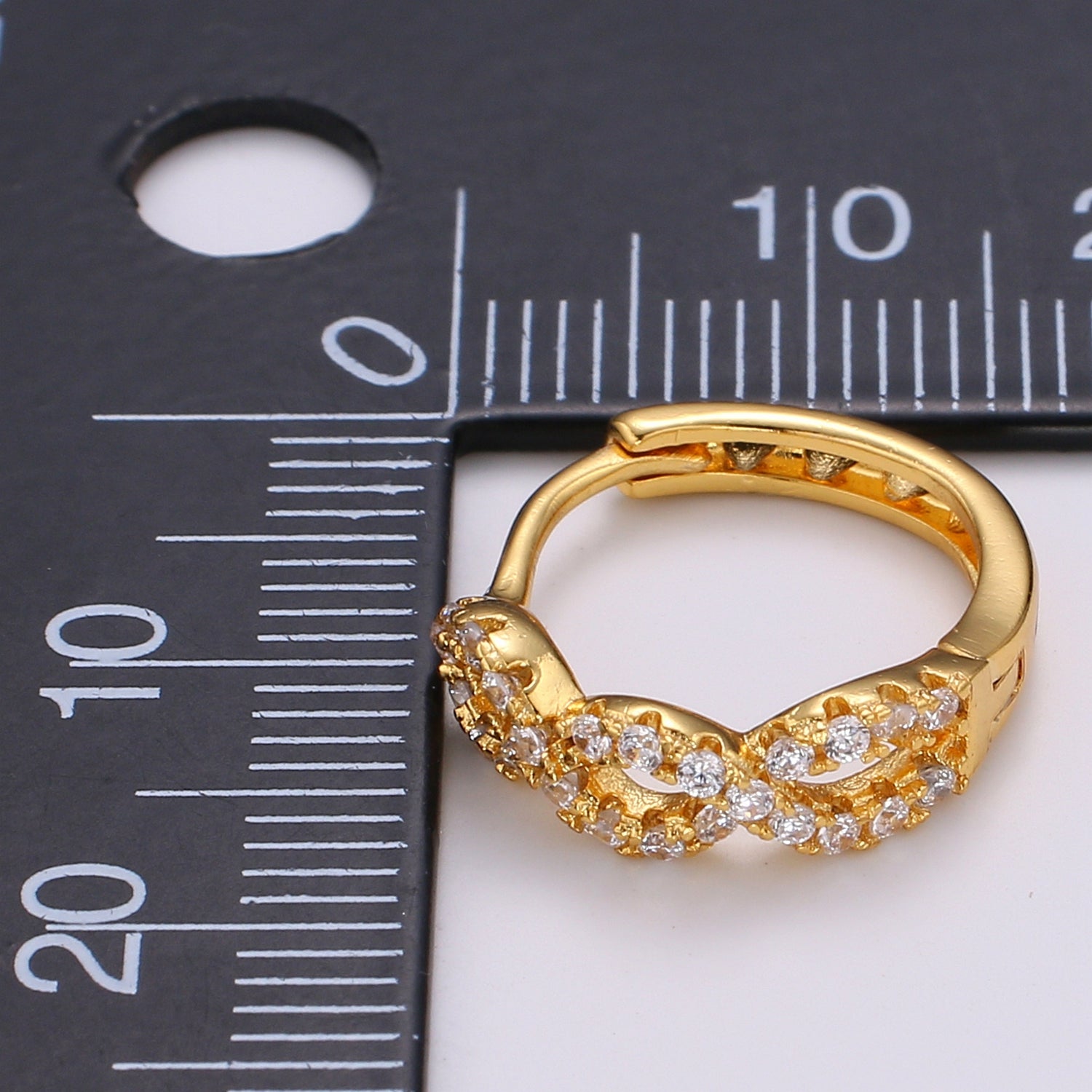 24K Gold Filled CZ Infinity Hoop Earrings, Micro Pave Cartilage Huggie Hoop Earrings, Lever back Earrings, Hypoallergenic - DLUXCA