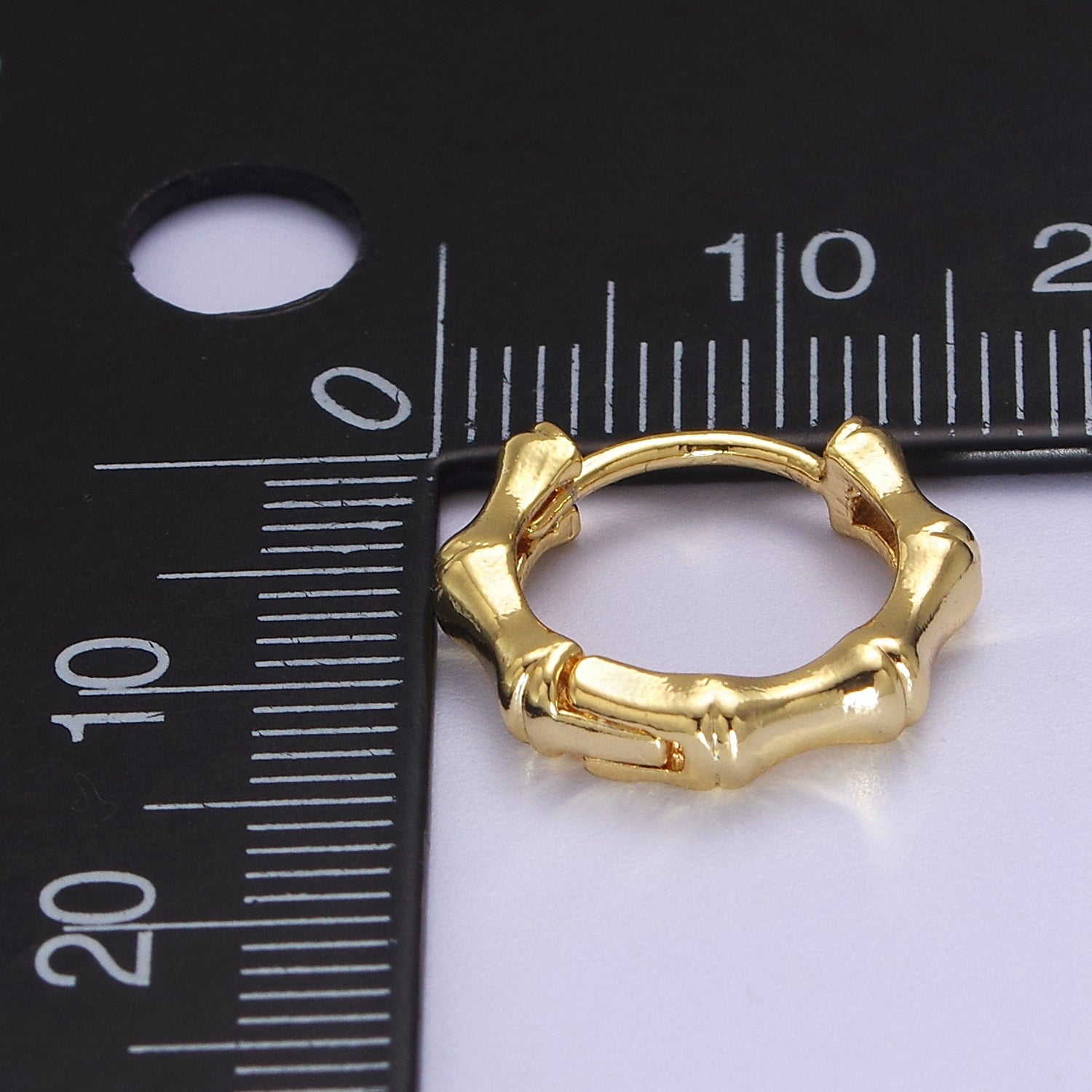 15mm Gold Bamboo Hoop Earring for Everyday Jewelry Q-83 - DLUXCA