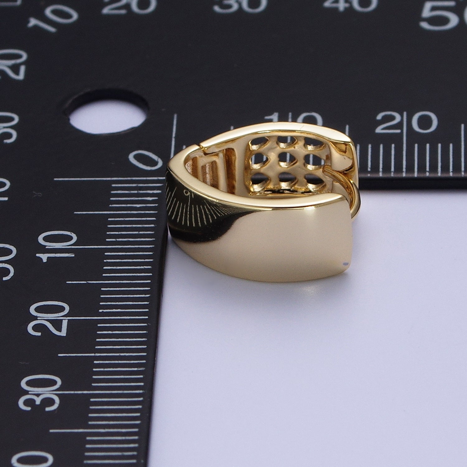 14K Gold Filled Minimalist Wide Band Triangle Huggie Hoop Earrings | X907 - DLUXCA