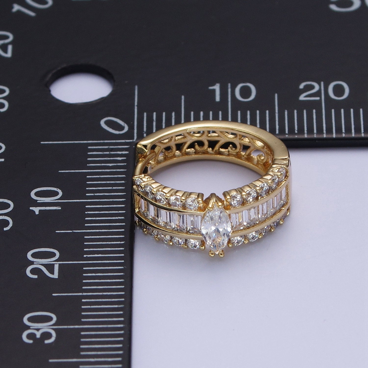 Gold Marquise Hoops Medium Huggie CZ Diamond Earrings • Dainty Hoops for your Earring G-341 - DLUXCA