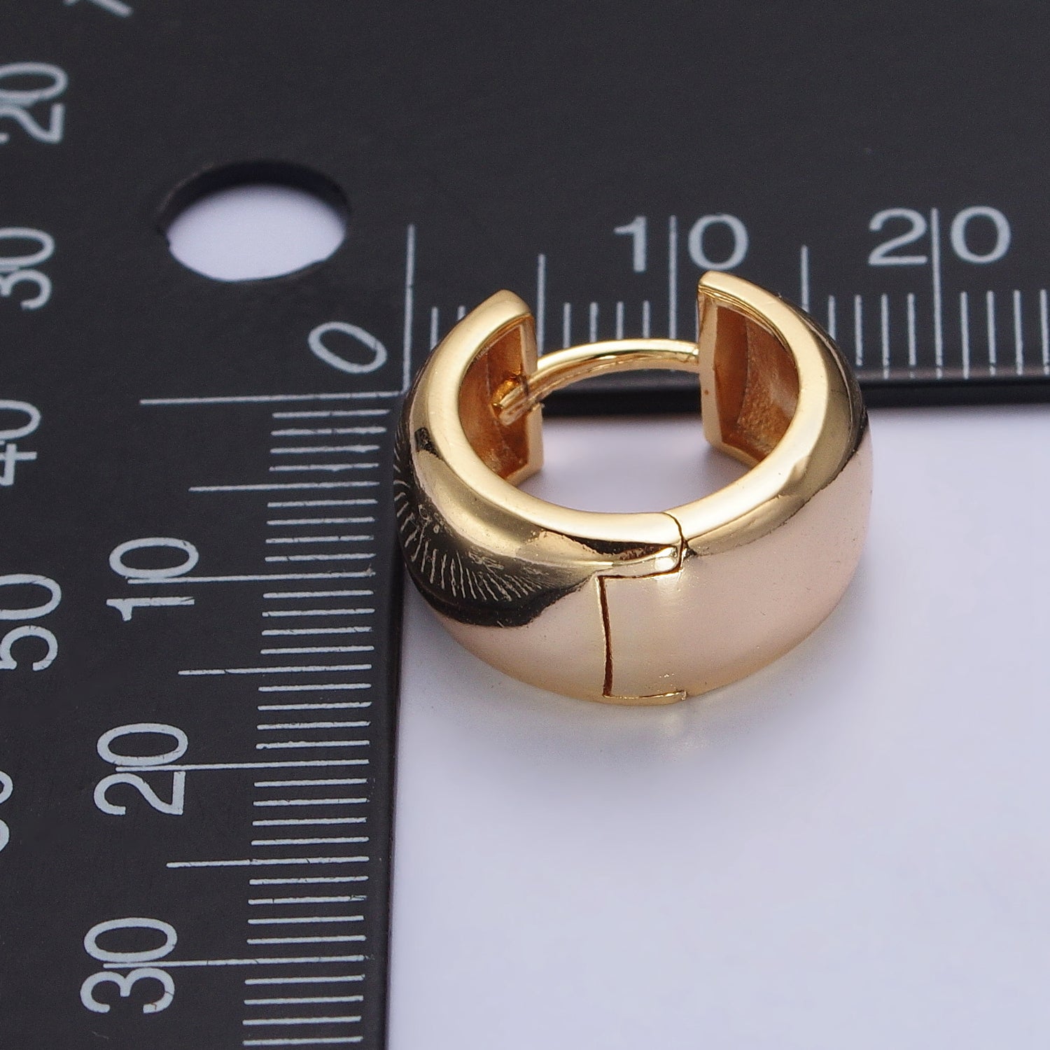 Gold, Silver 16.5mm Wide Chubby Minimalist Huggie Hoop Earrings | AB186 AB345 - DLUXCA