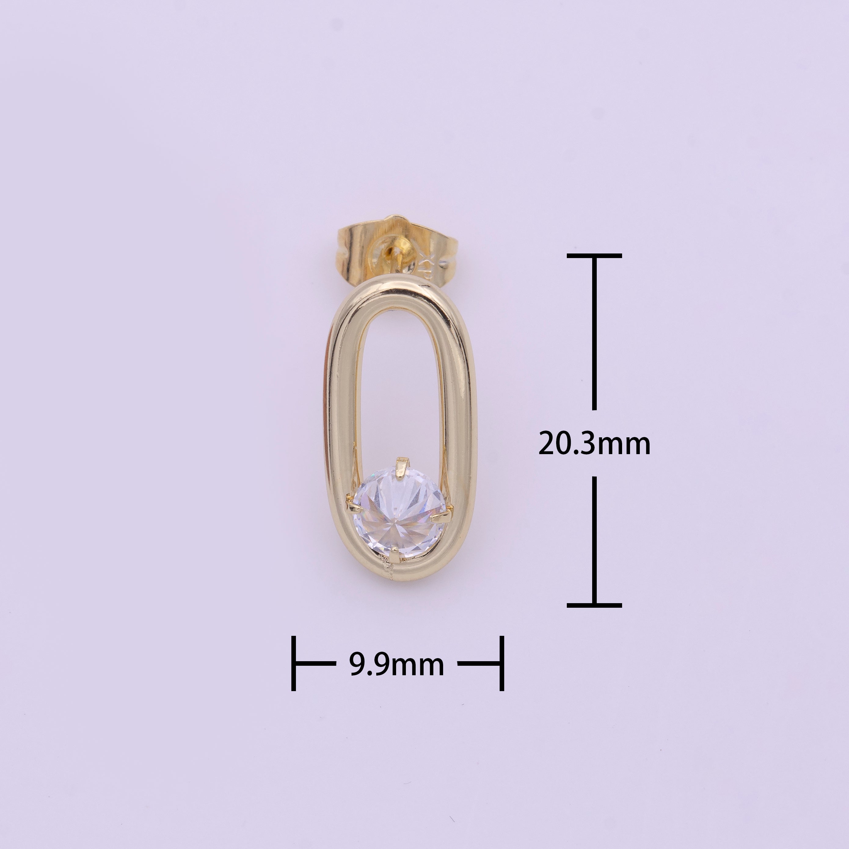 Geometric Gold Oval Triangle Round Clear Cubic Zirconia Stud Earrings | Y164 - DLUXCA