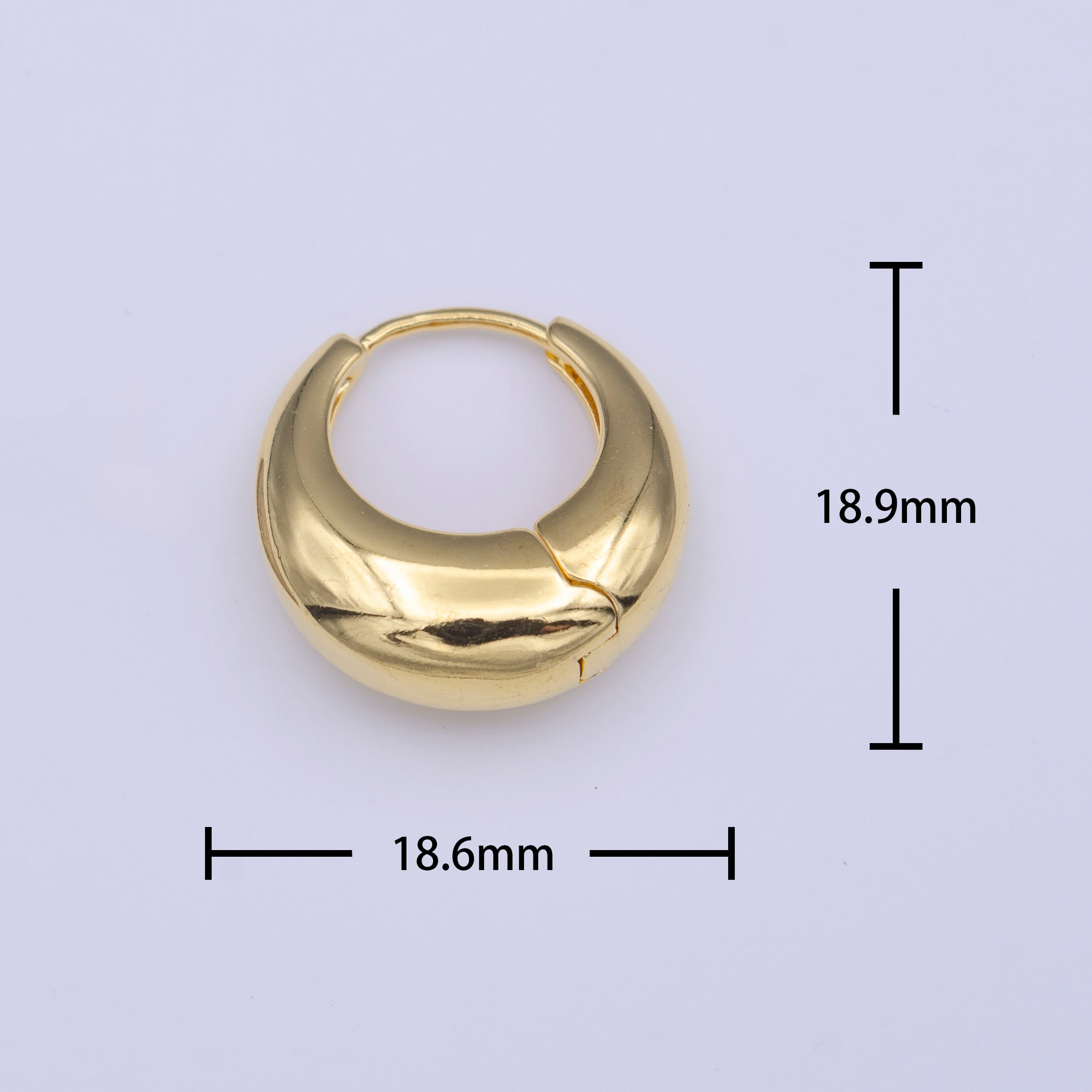 Chubby 18.5mm Dome Minimalist Gold Huggie Hoop Earrings | Y210 - DLUXCA