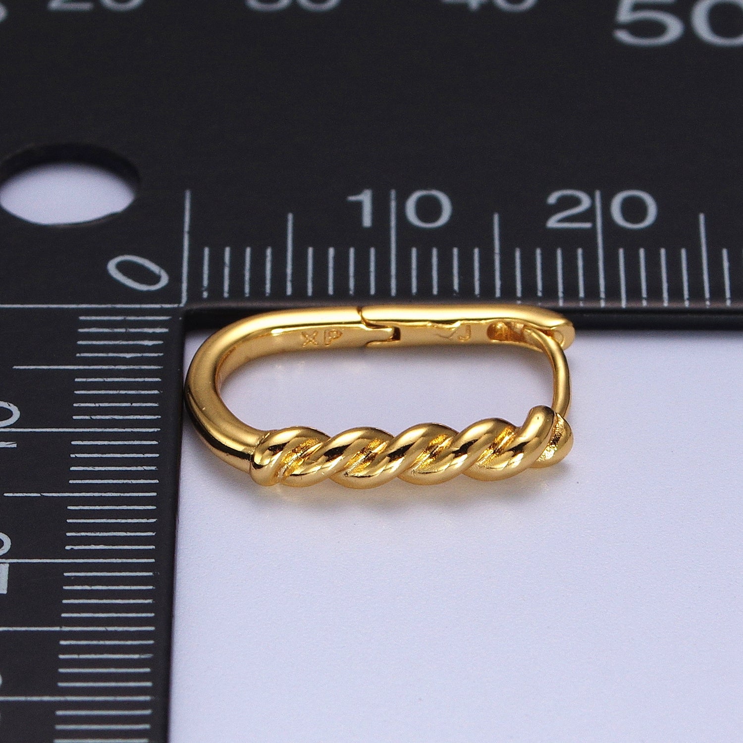 Twisted Croissant Rope Oblong Rectangular Gold Earrings | AB031 - DLUXCA