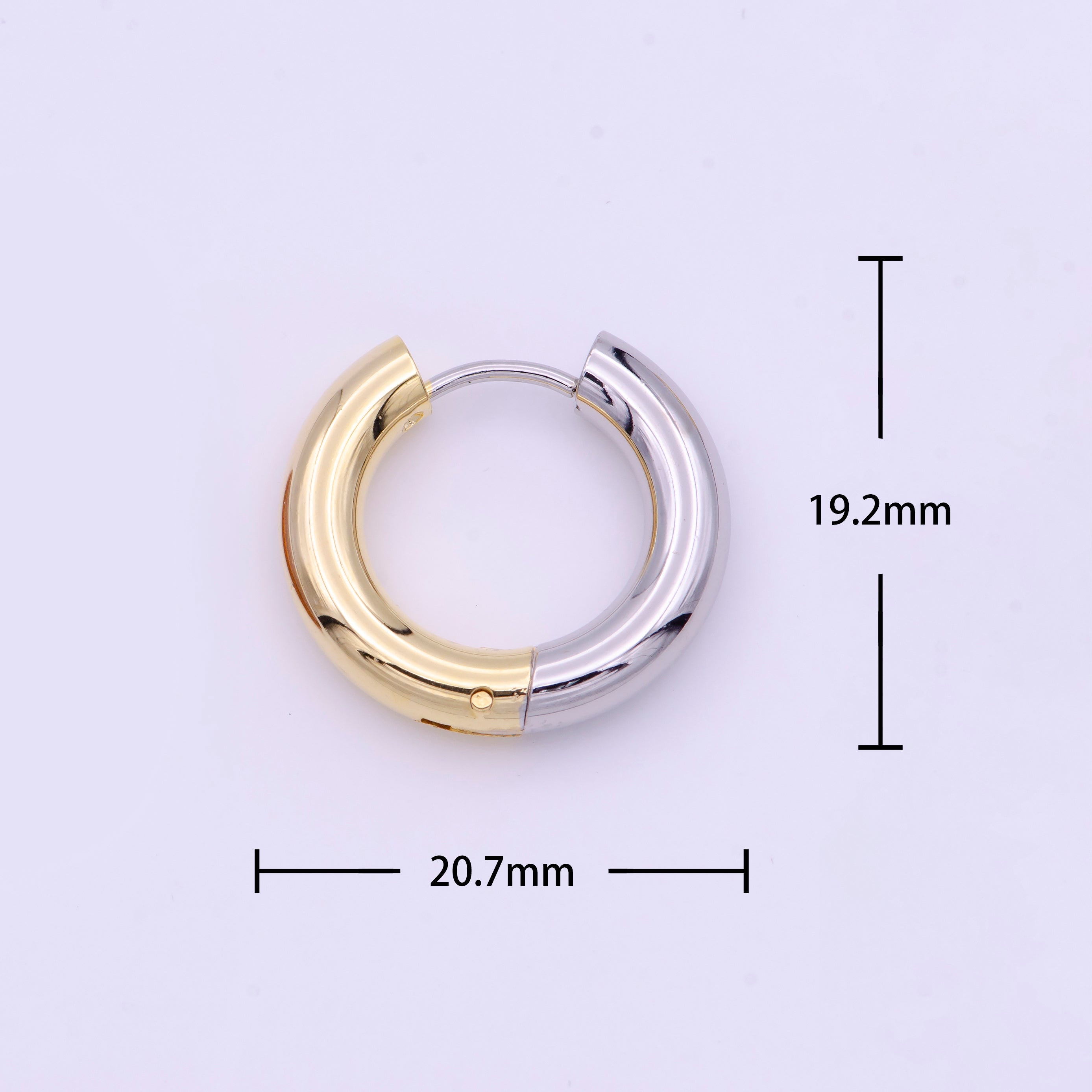 Mixed Metal Silver & Gold 20mm Huggie Hoops Earrings | Y168 - DLUXCA