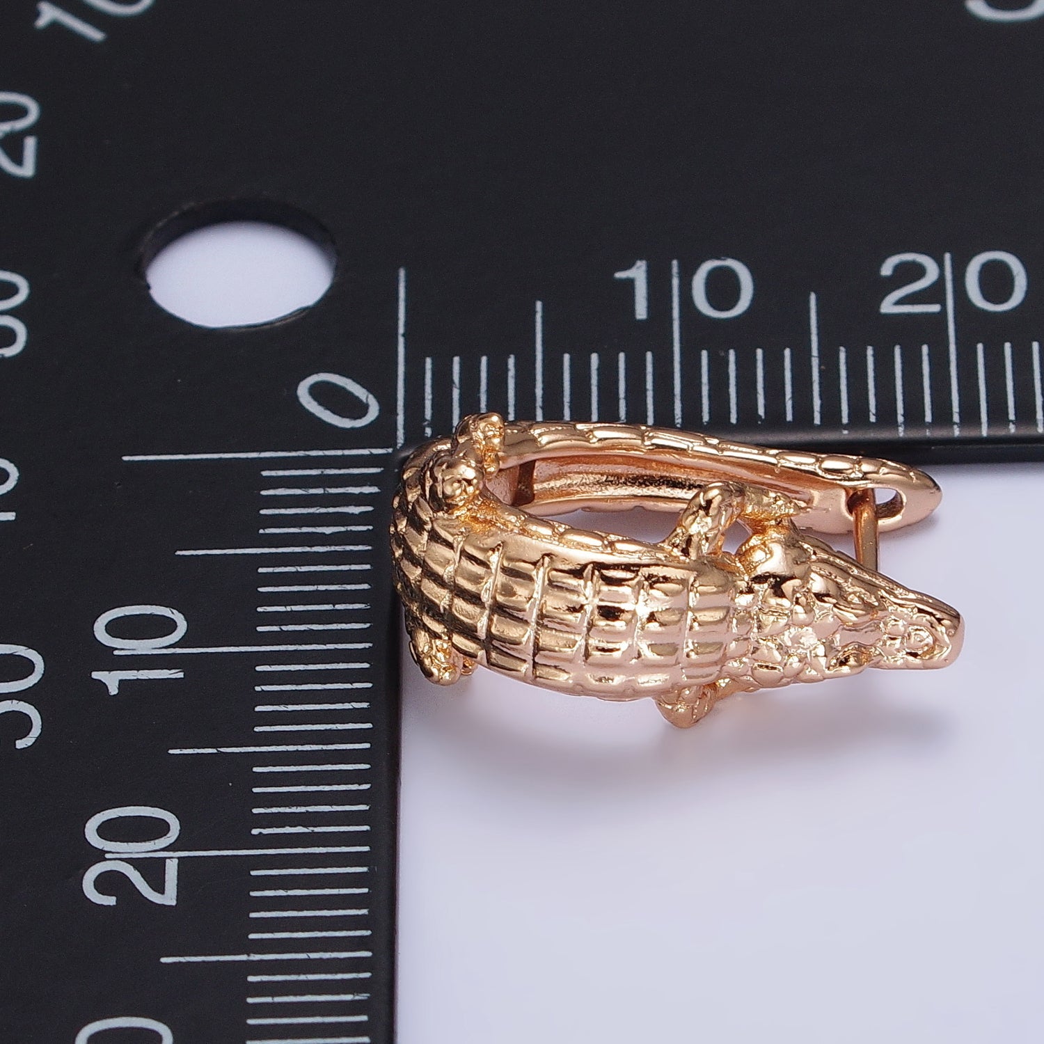 Gold Alligator Crocodile Reptilian Animal-Themed English Lock Gold Earrings | AB225 - DLUXCA
