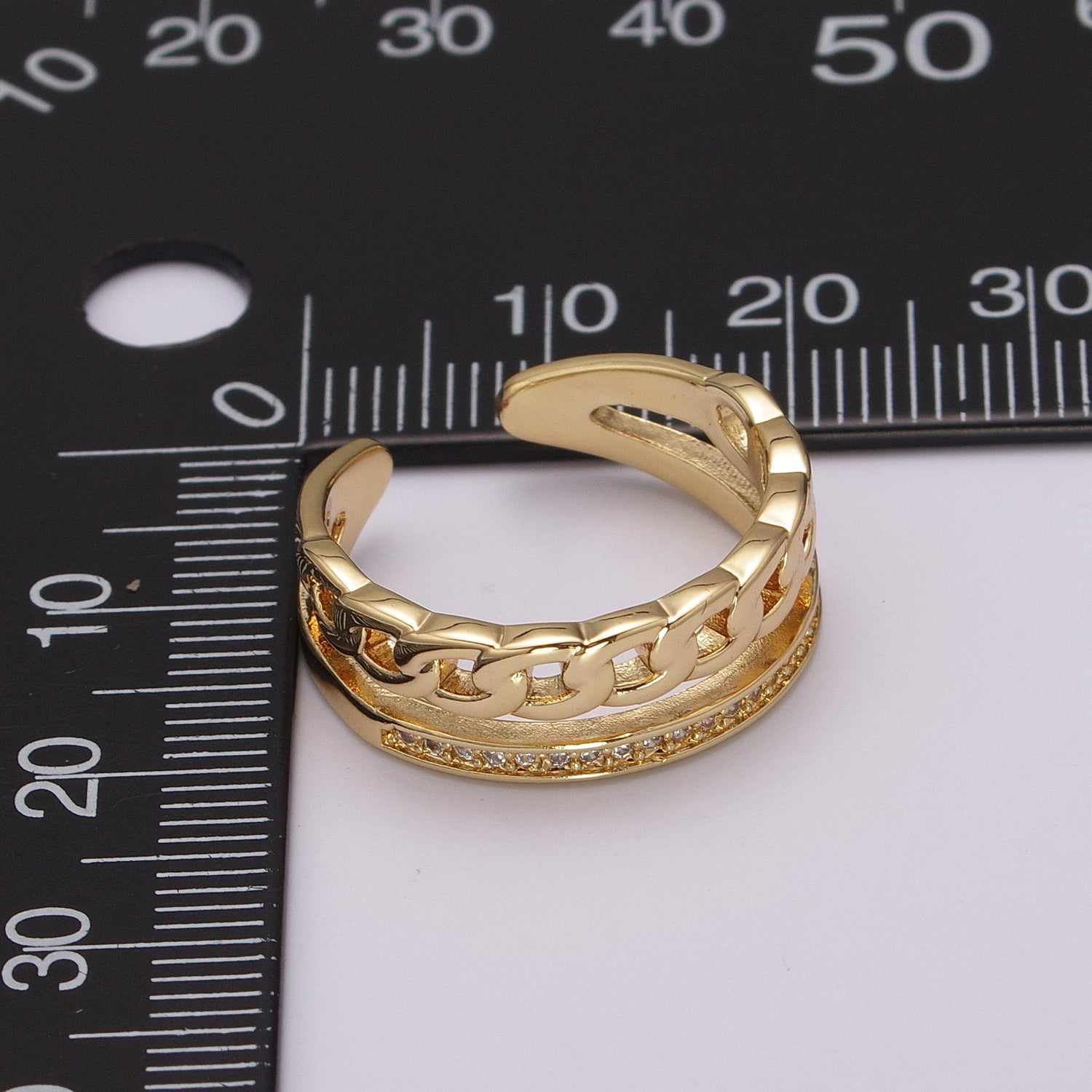 Double Band Chain Ring Design Gold Stackable Modern Minimalist Trending Ring Accessory - DLUXCA