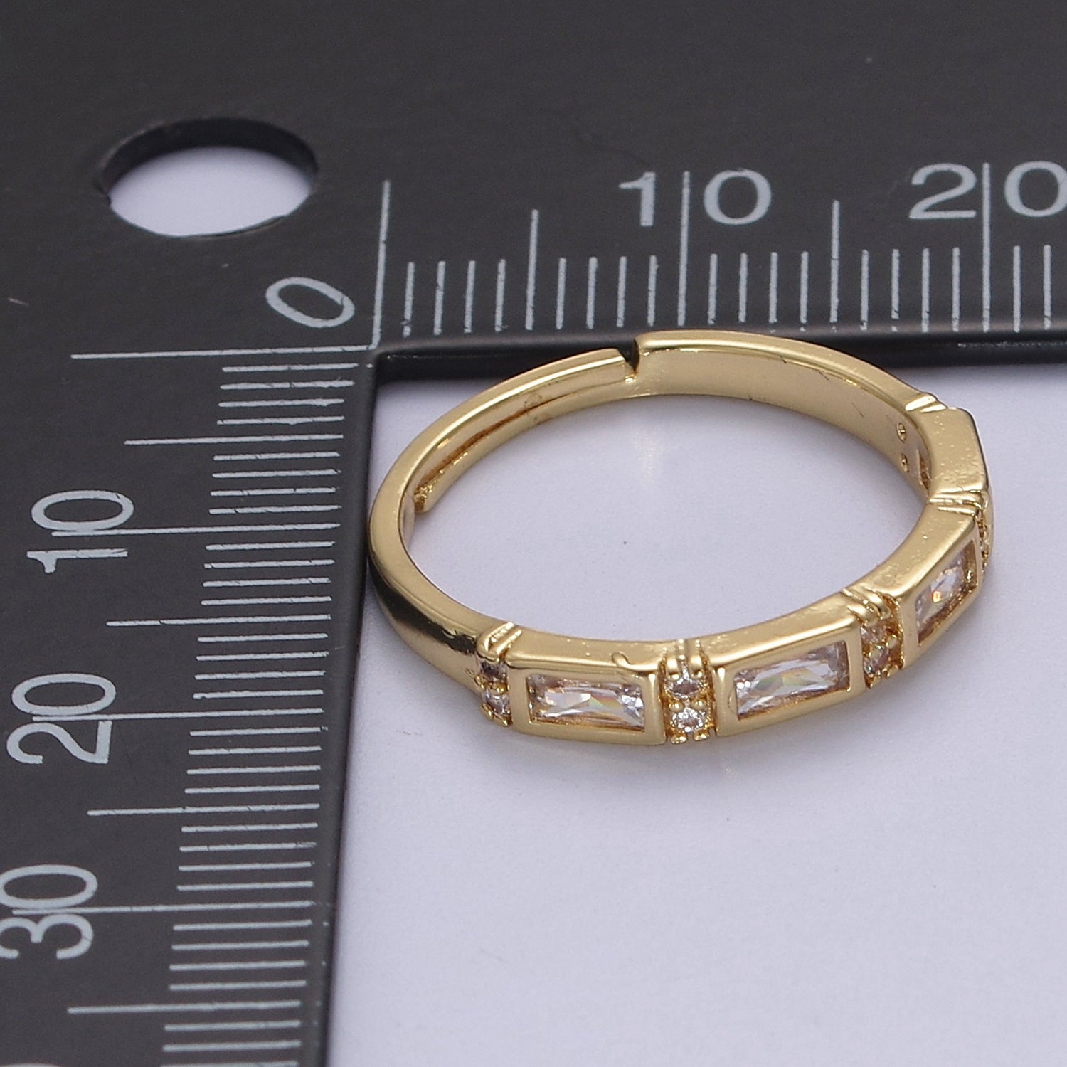 Dainty Gold band crystal ring stackable ring minimalist Jewelry feminine ring Adjustable S-453 - DLUXCA