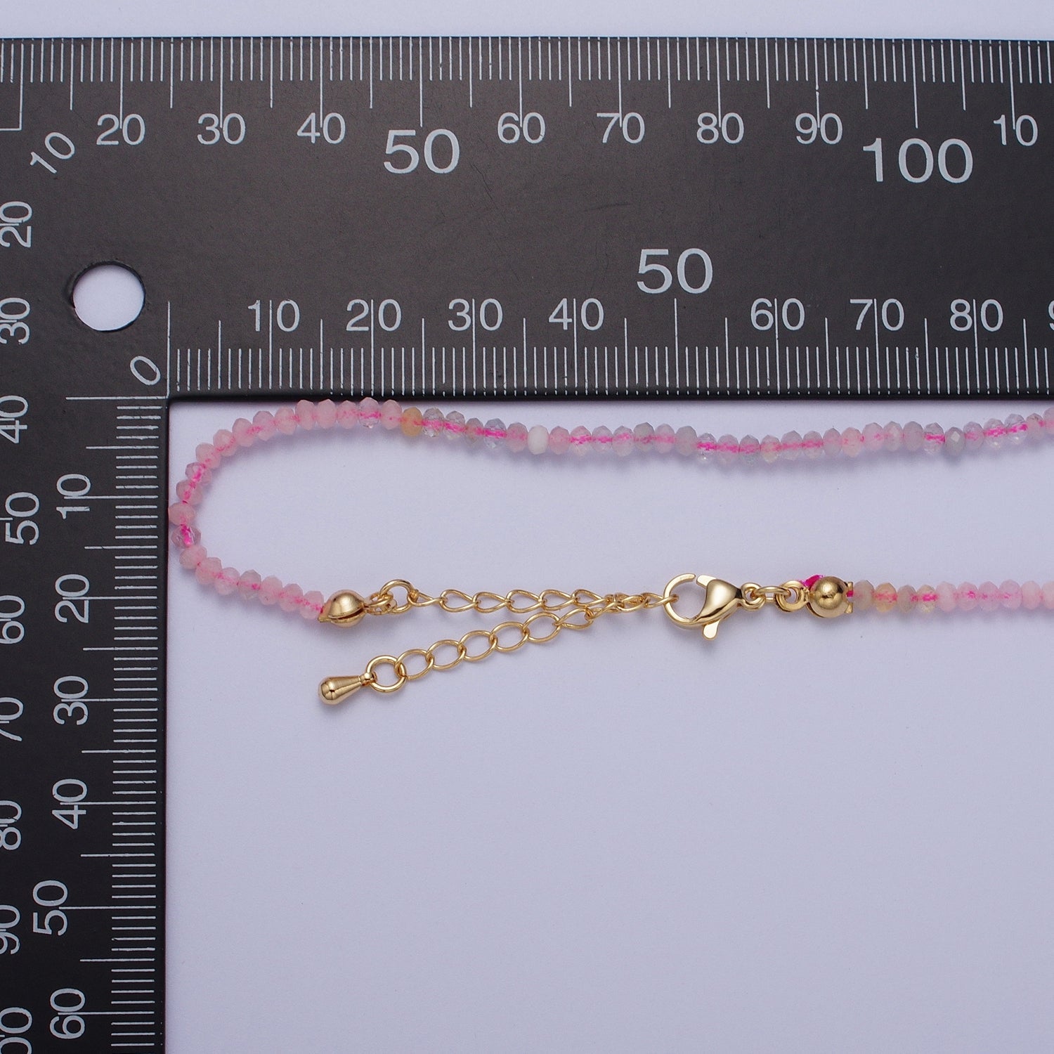 Gold Beaded Necklace, Morganite Jewelry, Beaded Morganite Necklace, Dainty Gold Necklace, Beaded Layering Necklace WA-1160 - DLUXCA