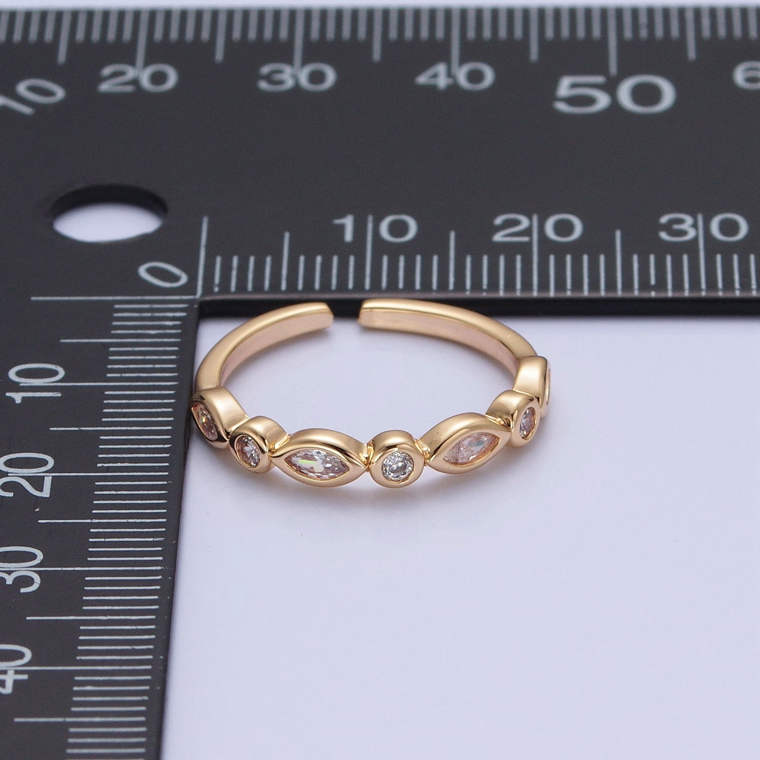 Gold Stone Eye Ring, Geometric Ring, Stacking Ring, Gold Band Ring, Minimalist Ring P-281 - DLUXCA