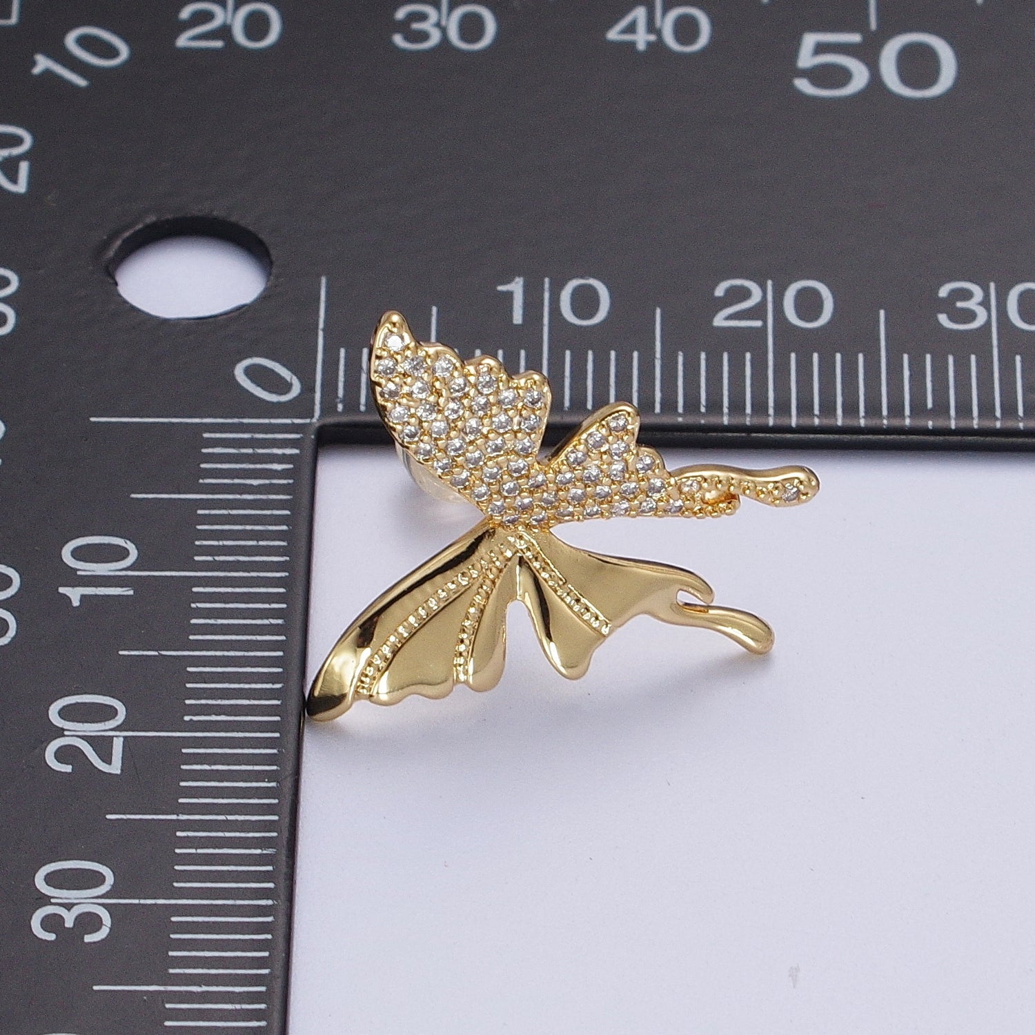 Micro Paved Butterfly Wings Gold, Silver Stud Earrings | Y197 Y198 - DLUXCA