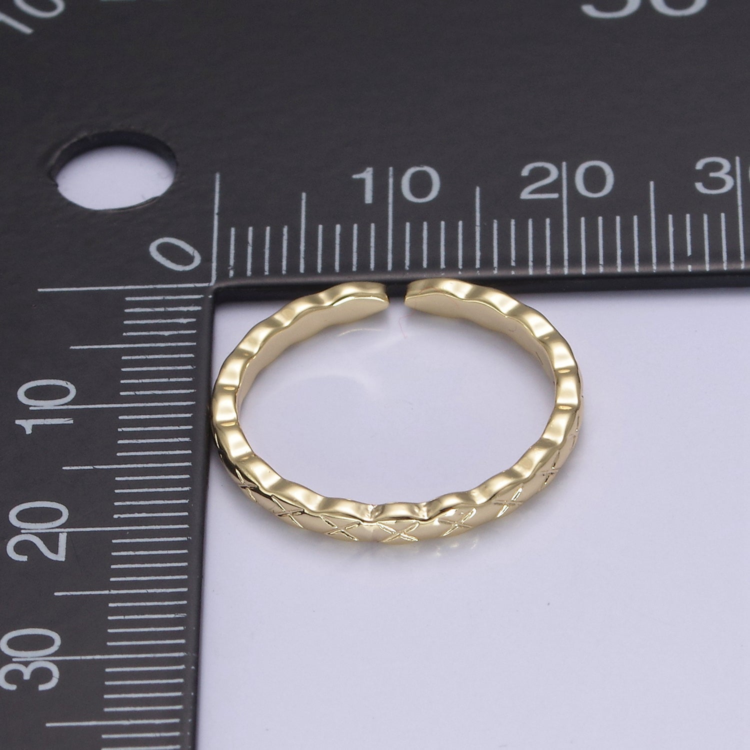 Thin Gold Filled Ring Dainty Minimalist X Cross Ring Adjustable Stackable Ring S-375 - DLUXCA