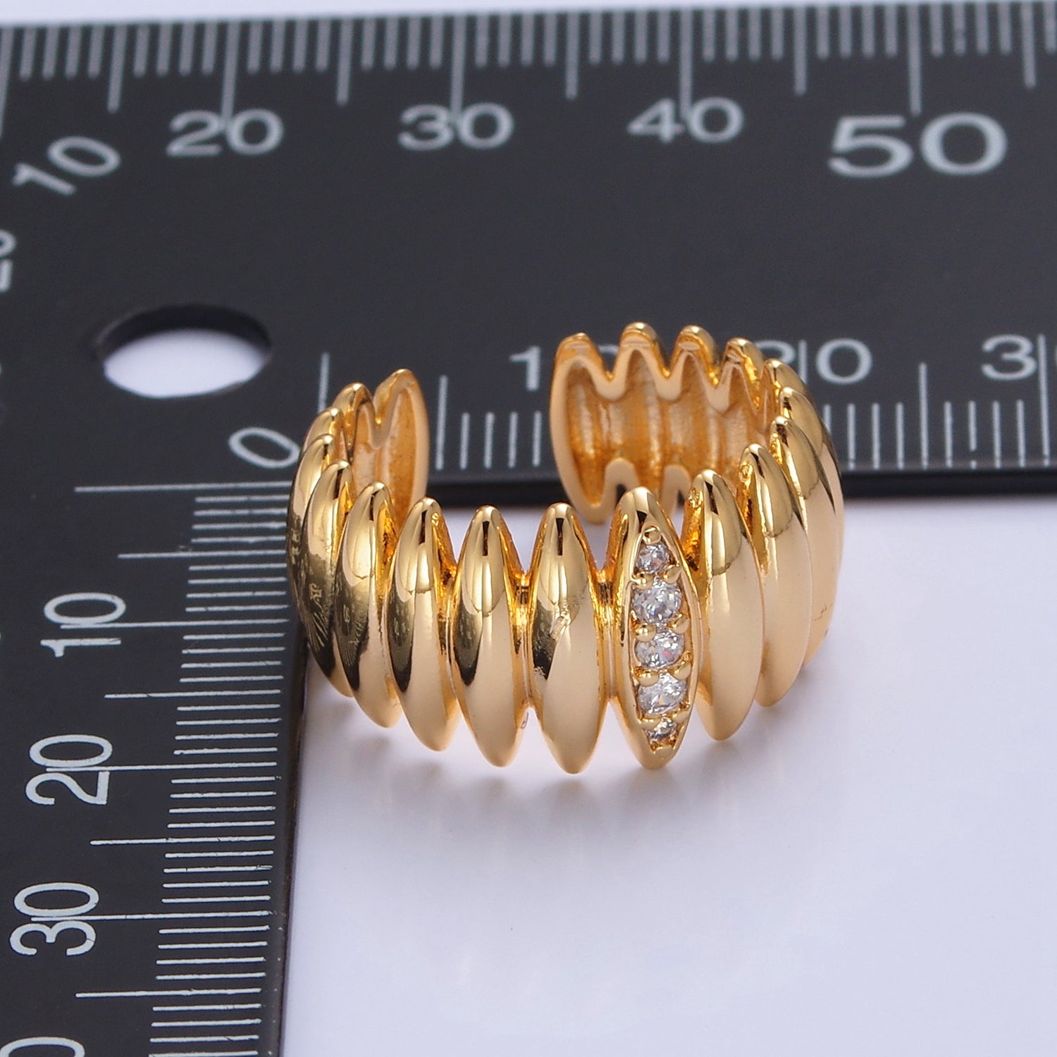 Statement Unique Pave Gold Ring V-352 - DLUXCA