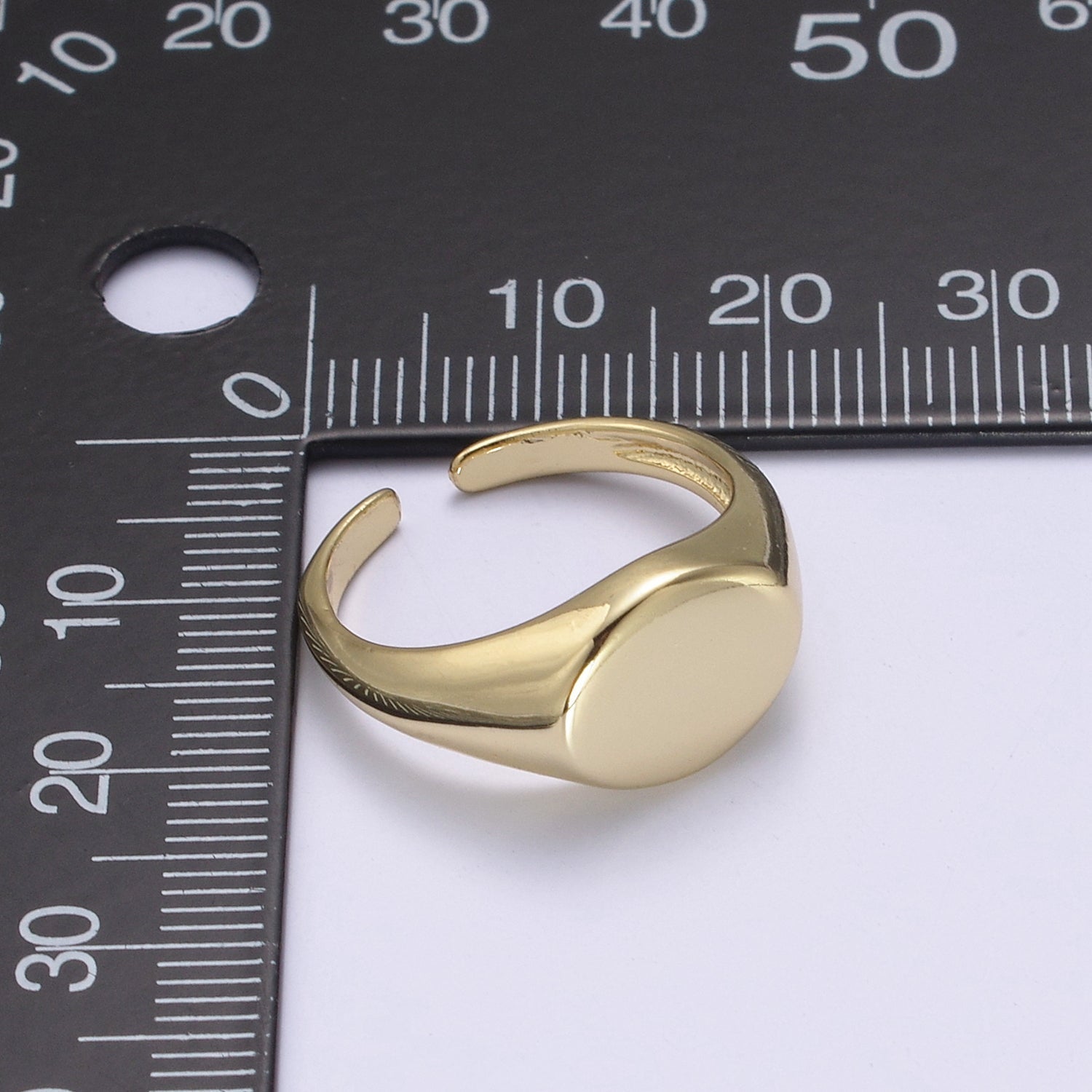 Statement 24K Gold Filled Signet Ring, Minimalist Adjustable Stackable Ring, Gift For Him Her | U470 - DLUXCA