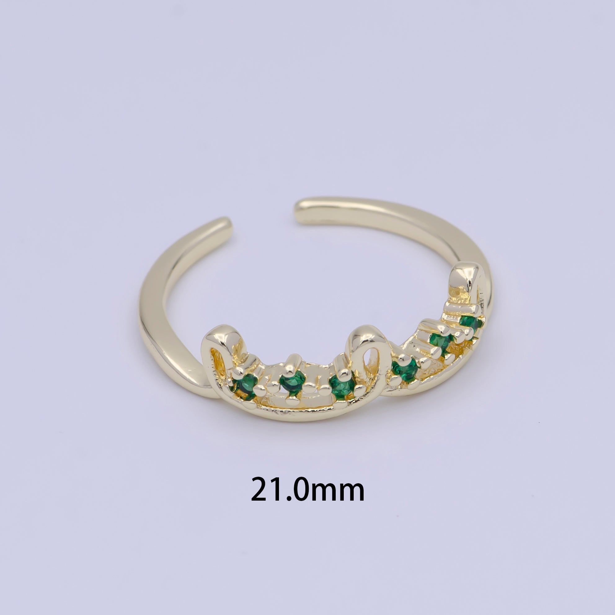Gold Triple Green Cubic Zirconia Knot Loop Dainty Ring | X623 - DLUXCA