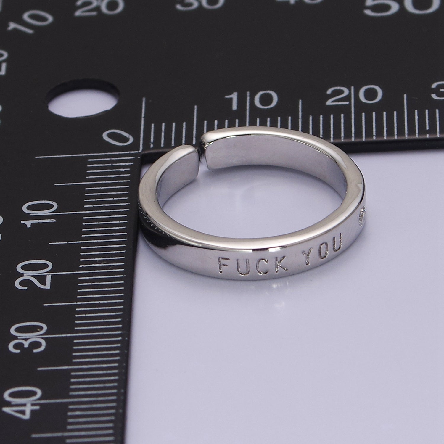 Fuck You Ring statement women ring FU f*ck Silver Band Ring V-224 - DLUXCA