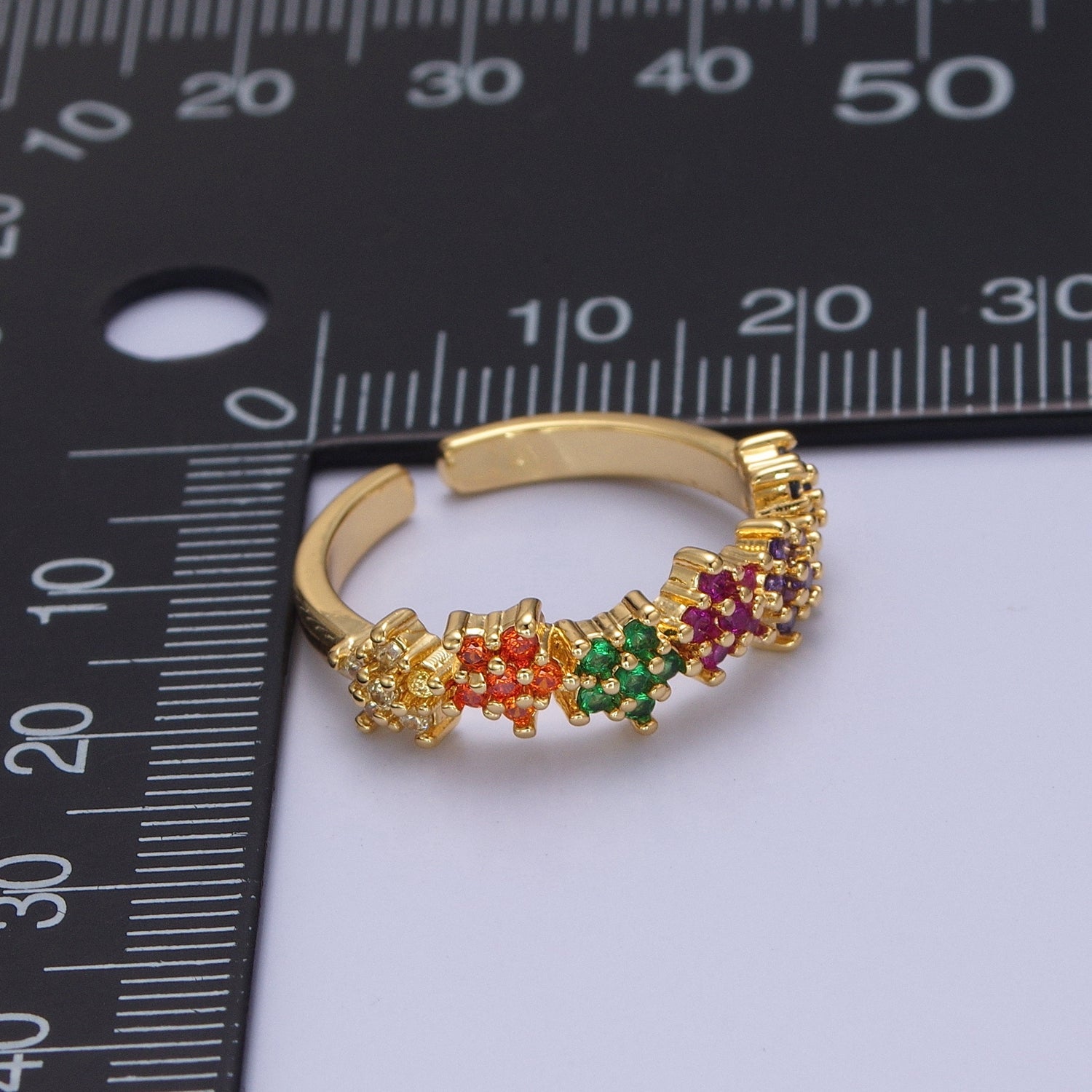 Dainty Gold Star Ring Multi Color Cz Ring V-283 - DLUXCA