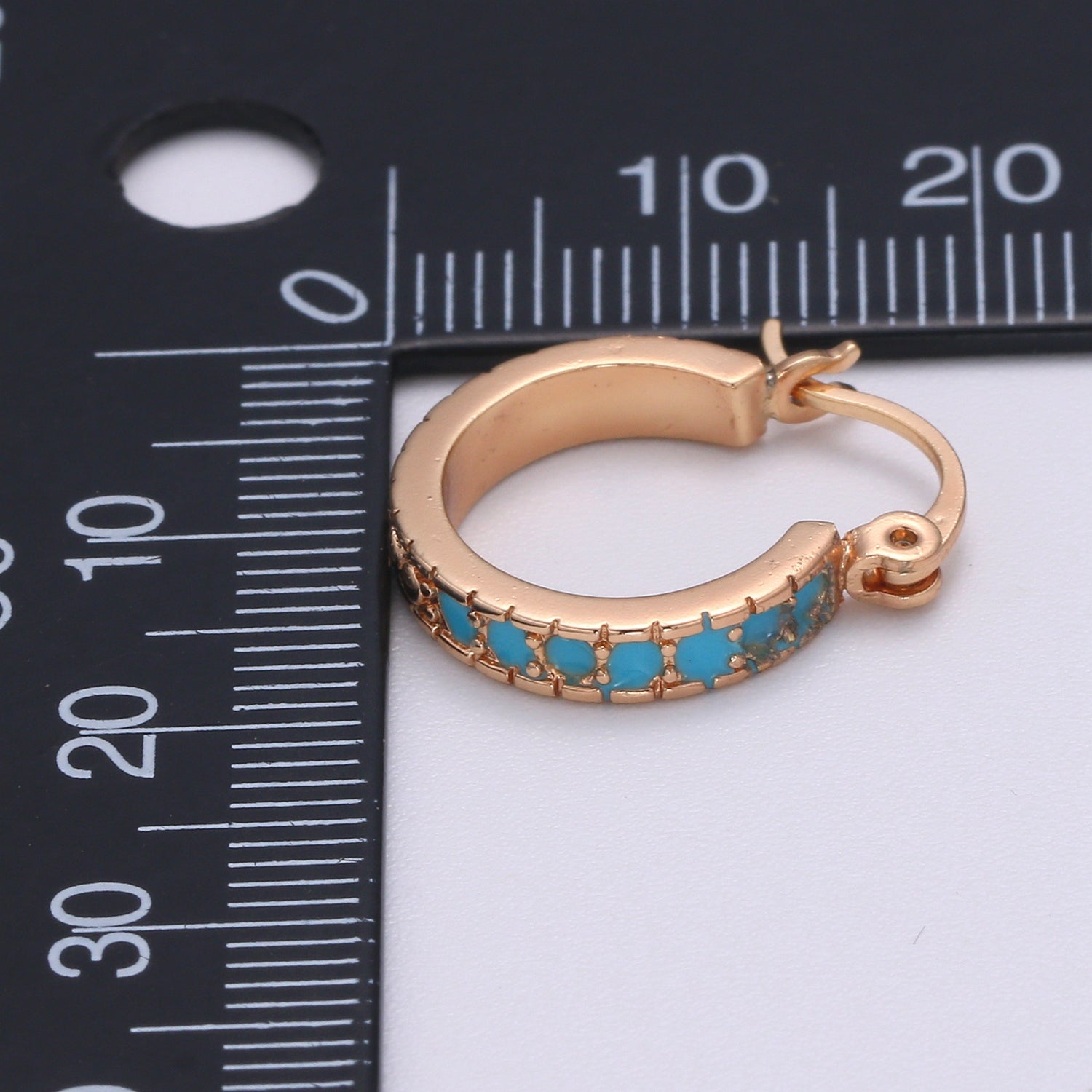 Dainty Turquoise Hoop Cz Earring Gold Filled Earring Everyday Wear Minimalist Jewelry - DLUXCA