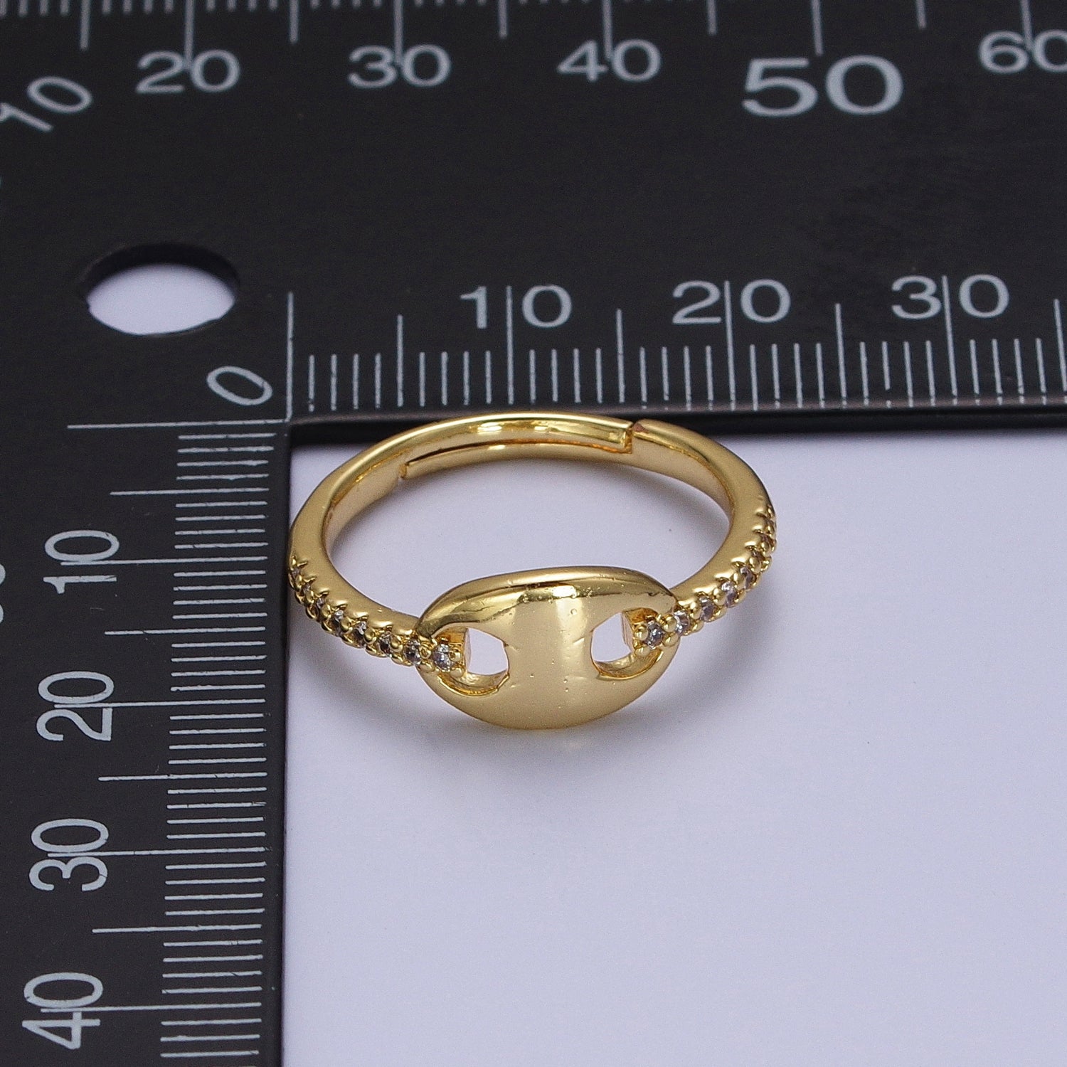 Minimalist Gold Micro Paved CZ Anchor Mariner Ring | Y363 - DLUXCA