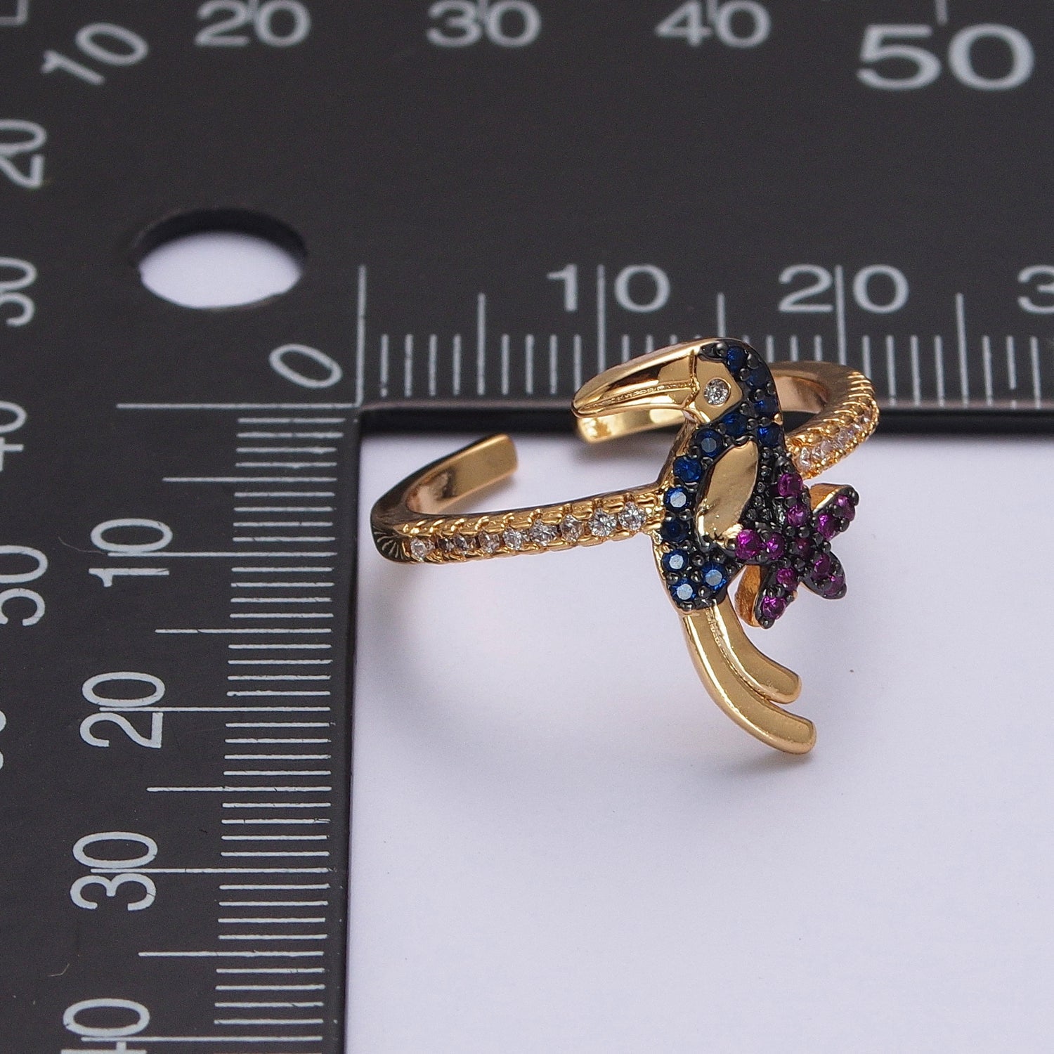 24K Gold Filled Forest Jungle Bird Animal Adjustable Ring P332 - DLUXCA