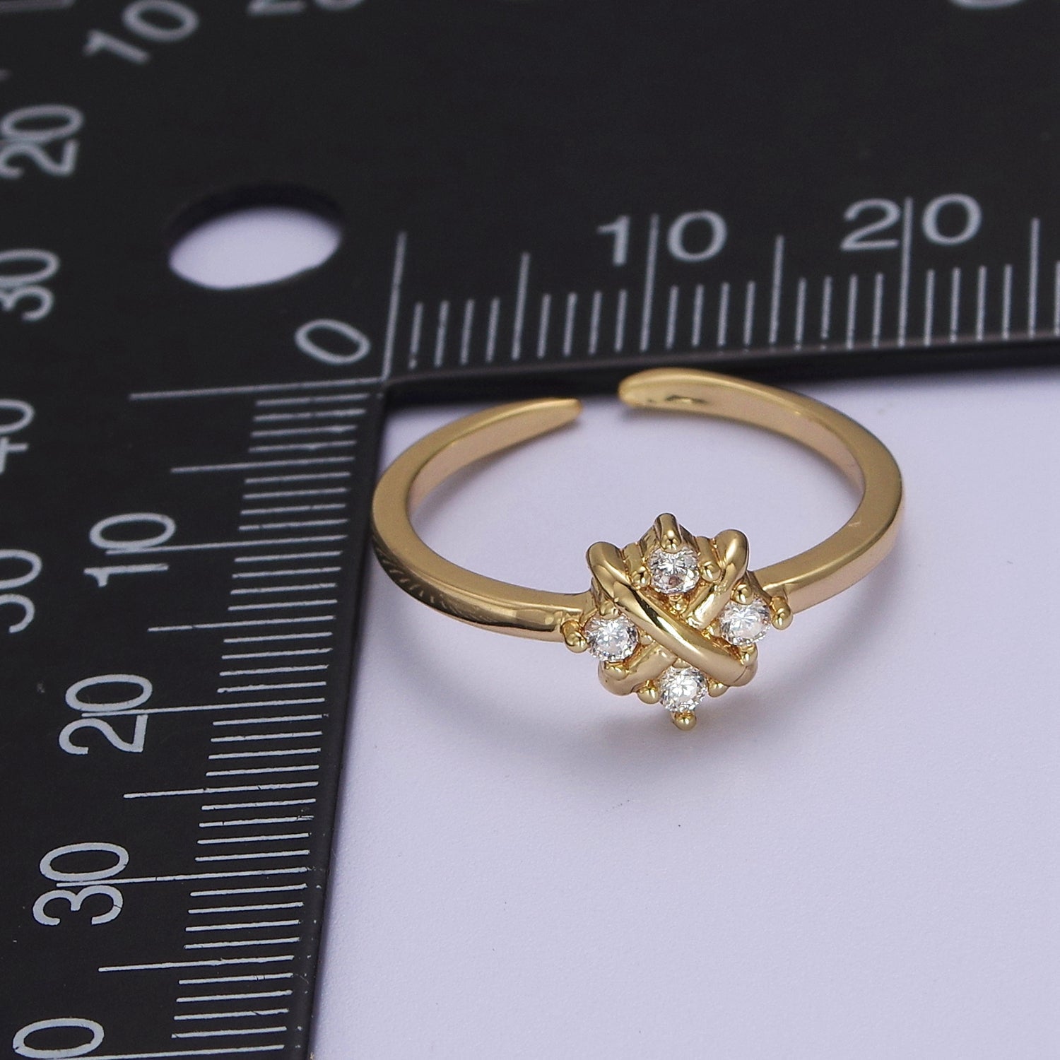 Dainty Gold Flower Ring Open Adjustable Ring S-529 - DLUXCA