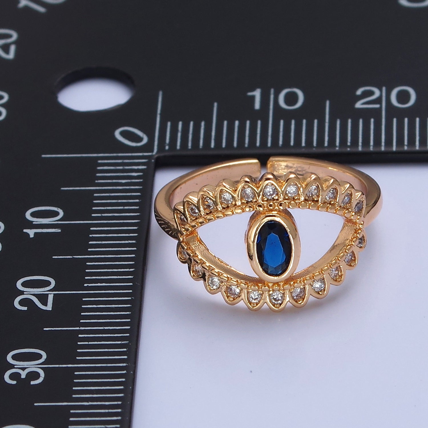 Gold Evil Eye Diamond Ring, Evil Eye Protection Ring, Greek Statement Rings, Trendy Ring V-484 V-485 V-486 - DLUXCA