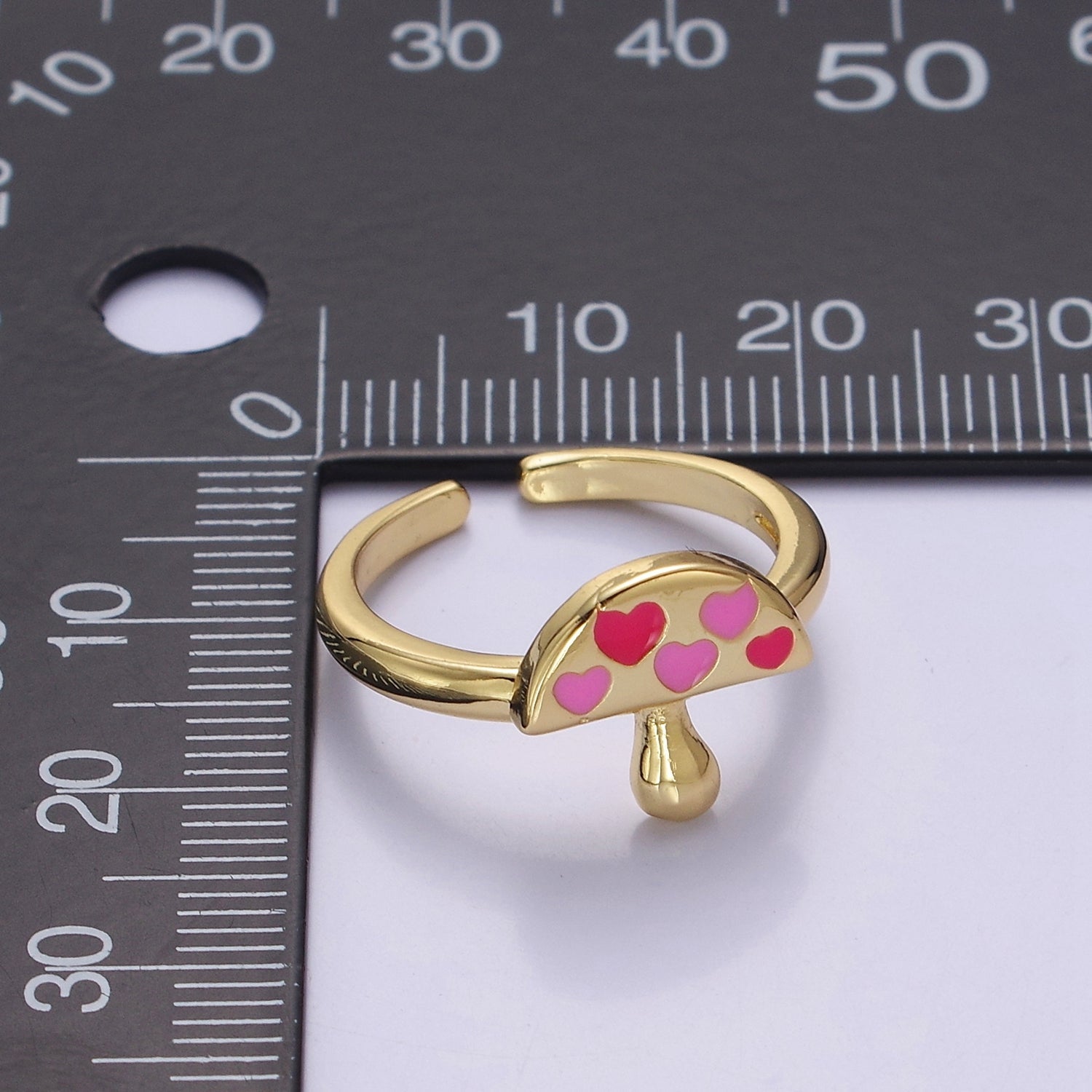 Gold y2k Mushroom Ring, Open Adjustable Ring, Women Ring V-312 - DLUXCA