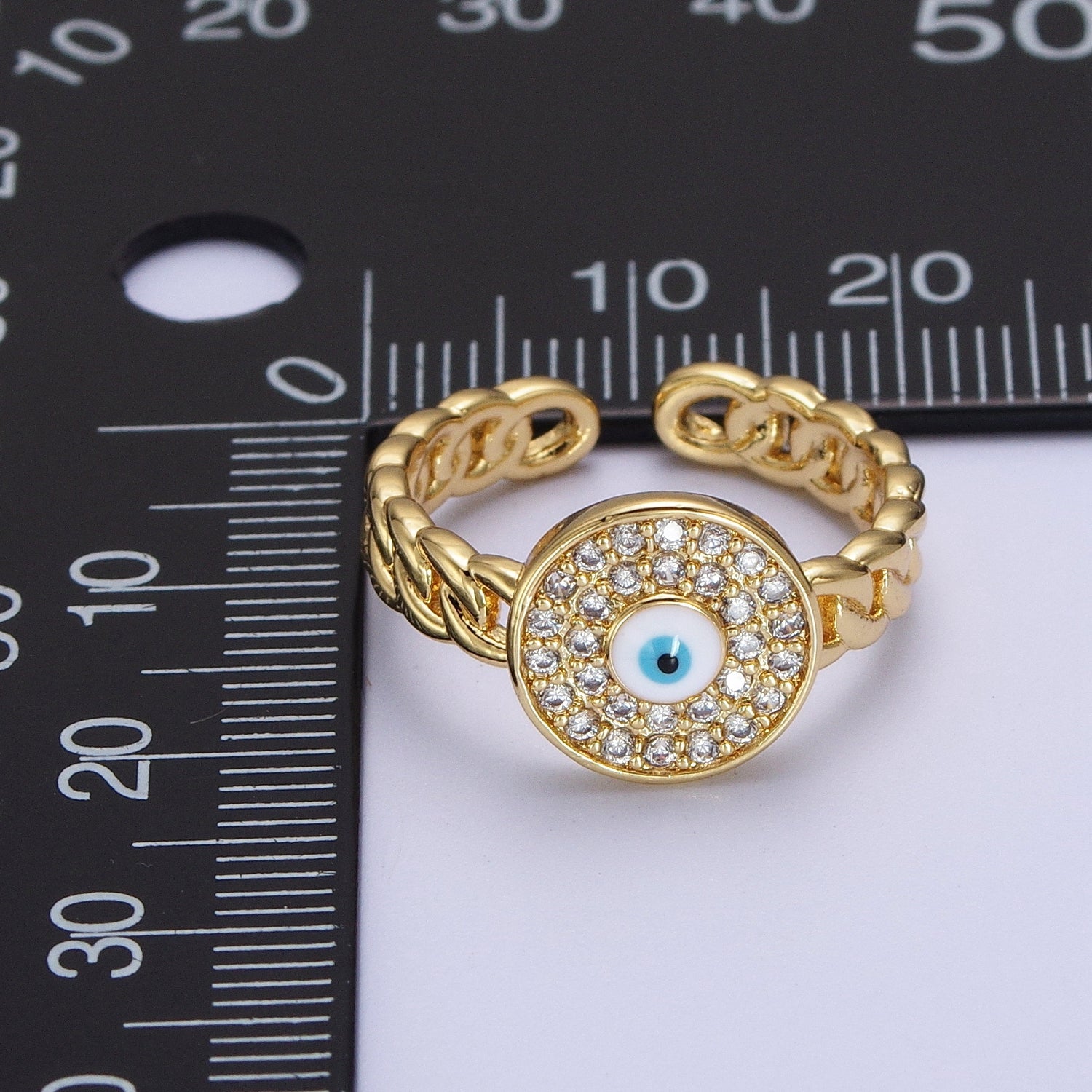 Cubic Evil Eye ring | Gold evil eye ring | Rings for Women | Stacker Ring | Gold Ring | Evil Eye Jewelry | Protection Ring | R-187 - DLUXCA