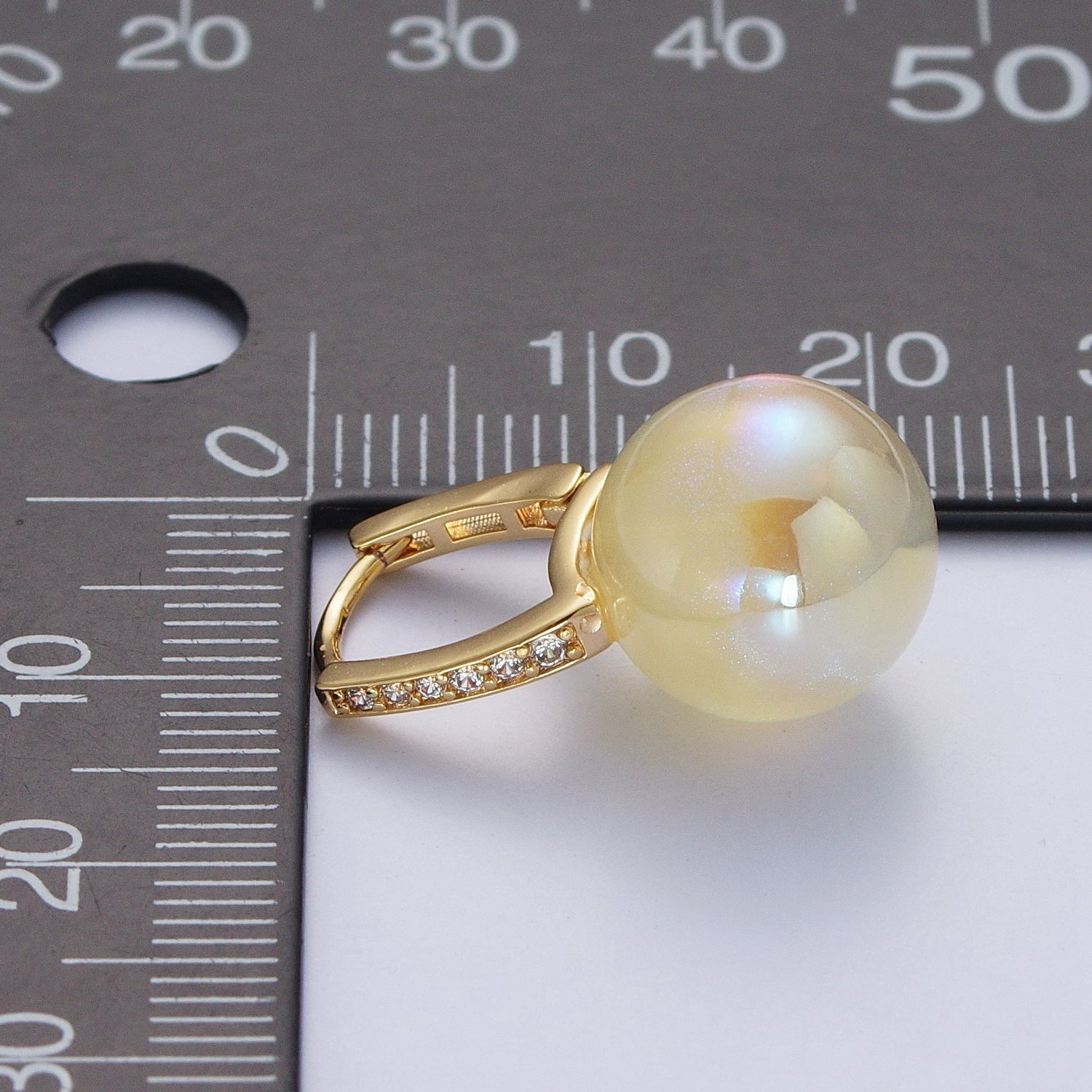 24K Gold Filled Leverback Earrings Small Huggie Hoops Earrings with Round Ball Pastel AB Color Drop Q408 - DLUXCA