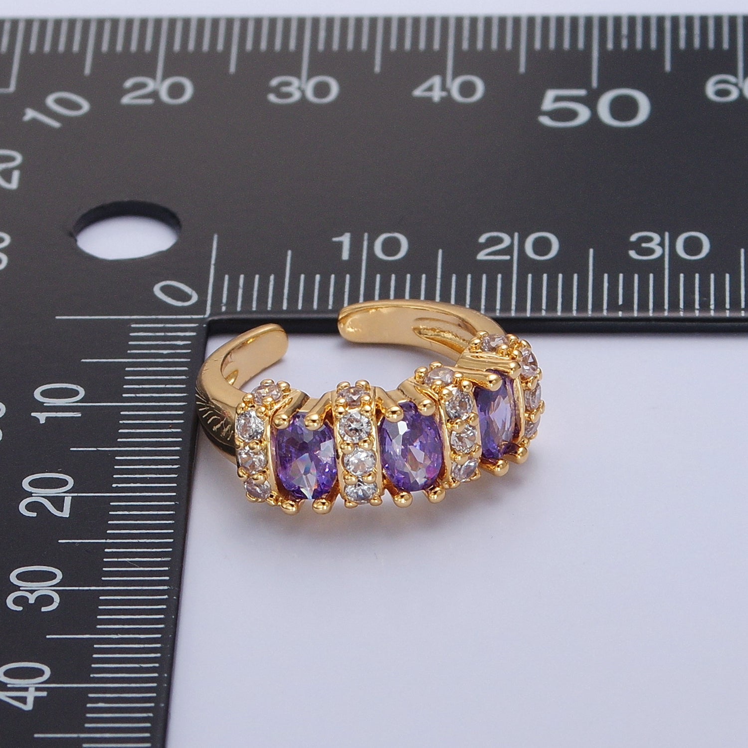 Vintage Pave Purple Ring for Statement Ring Open Adjustable Jewelry V-323 - DLUXCA