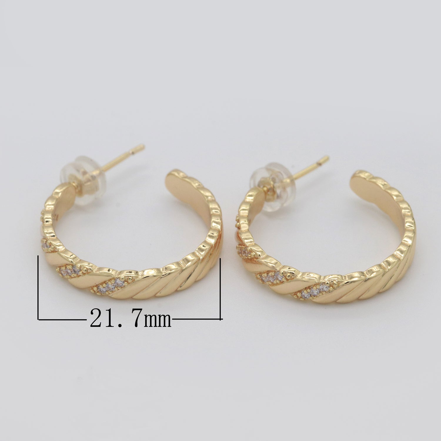 Gold Twisted Cz Earring for Christmas Gift Idea - DLUXCA
