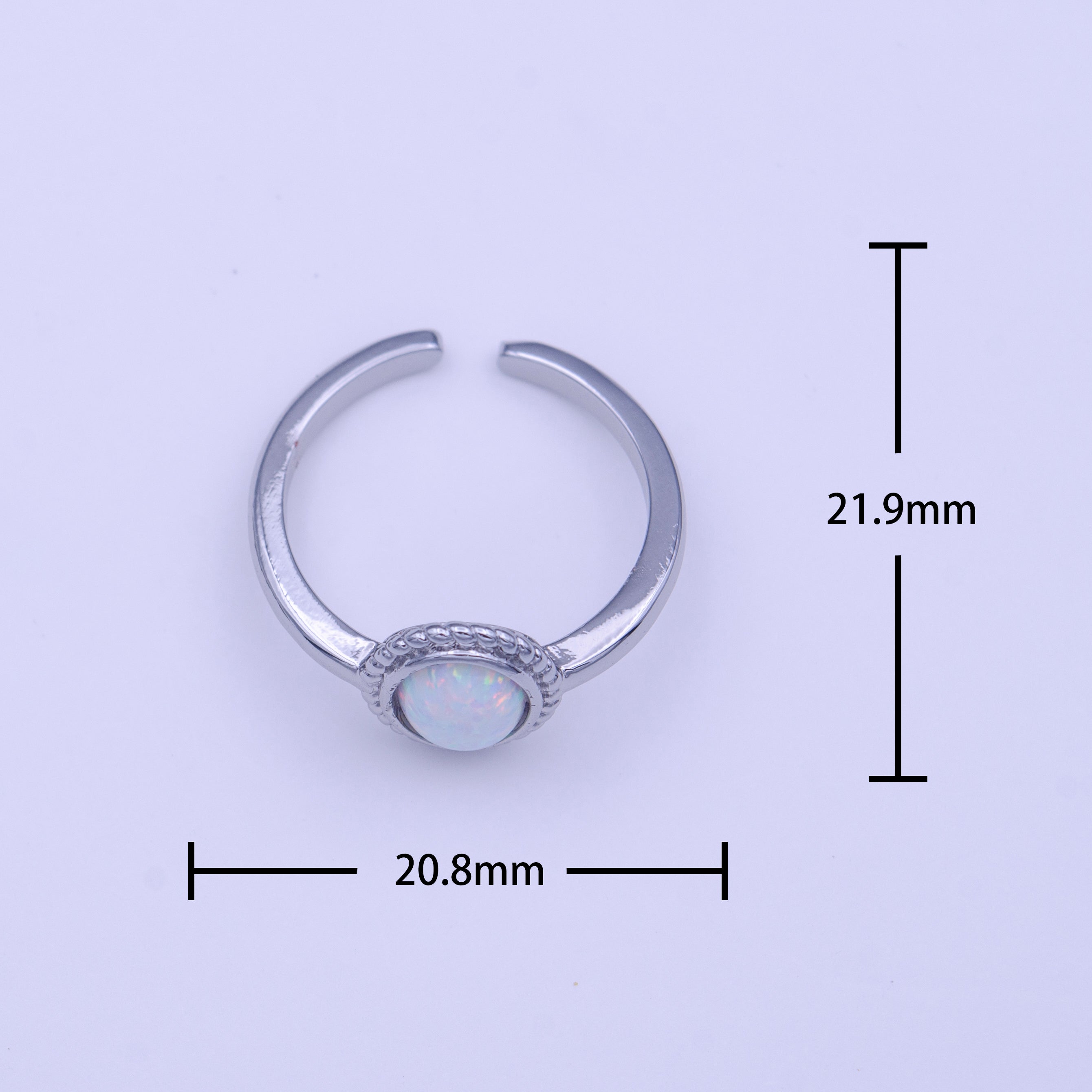 White Opal Braided Oval Minimalist Silver Ring | Y426 - DLUXCA