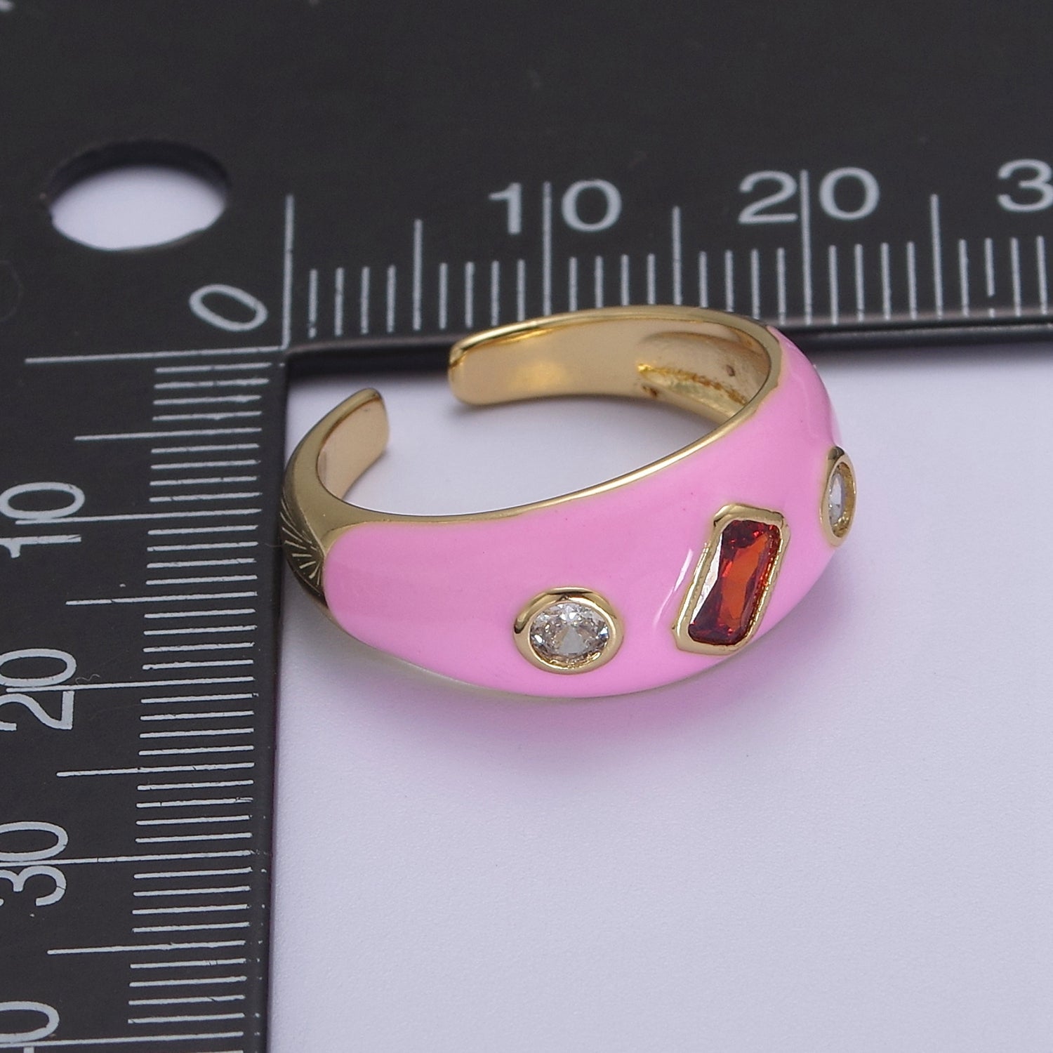 Chunky Enamel Teal Pink White Dome Ring Y2K Jewelry V-346 V-347 - DLUXCA