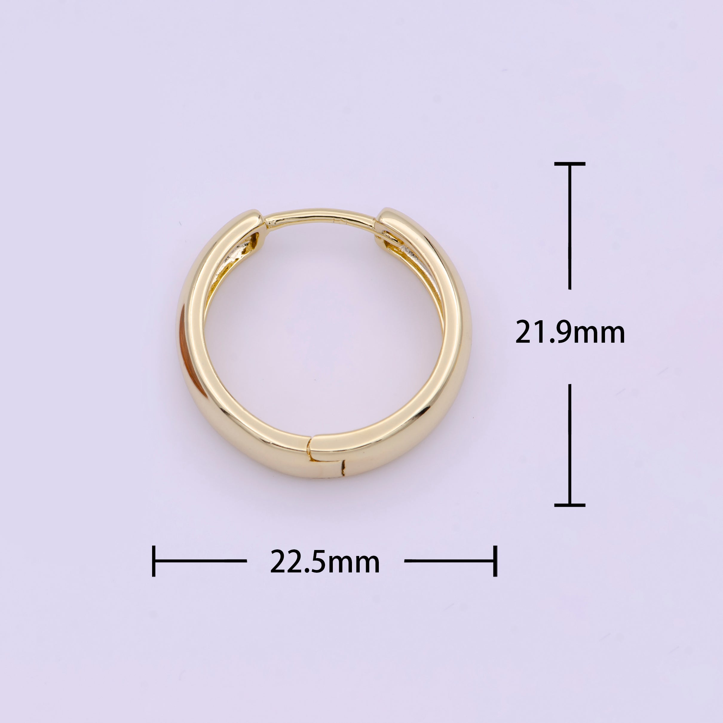 22mm Minimalist Gold Huggie Hoop Earrings | Y167 - DLUXCA