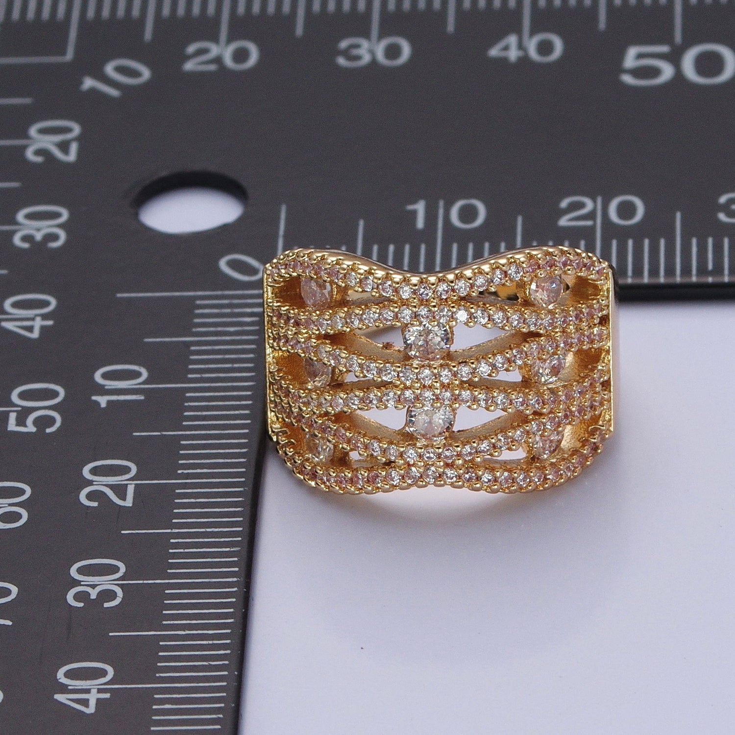 24K Gold Filled Micro Pave Signet Ring, Cubic Zirconia CZ Statement Ring in Silver & Gold V506 V507 - DLUXCA