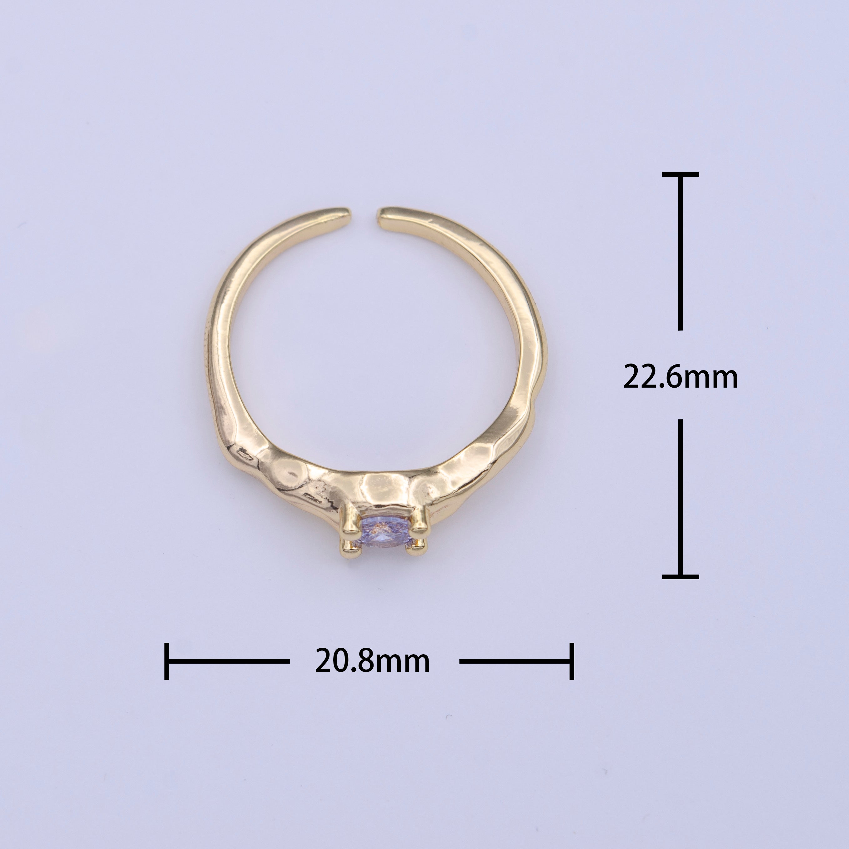 Gold Filled Solitaire Cubic Zirconia Geometric Abstract Adjustable Ring | Y420 - DLUXCA