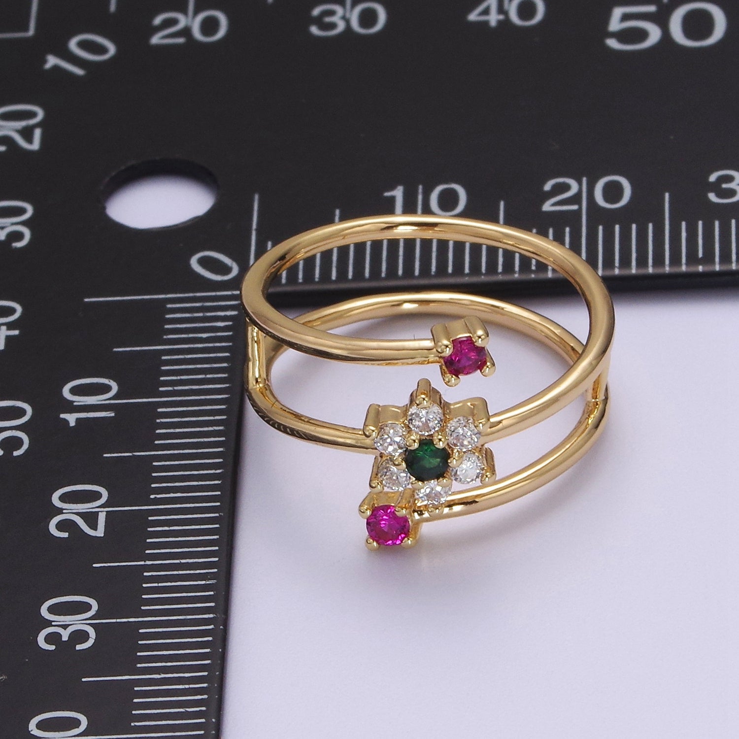 Spiral Finger Wrap Ring/ Flower Cz Gold Band Ringt CZ Diamond Wraparound Ring Midi Thumb Ring S-539 - DLUXCA